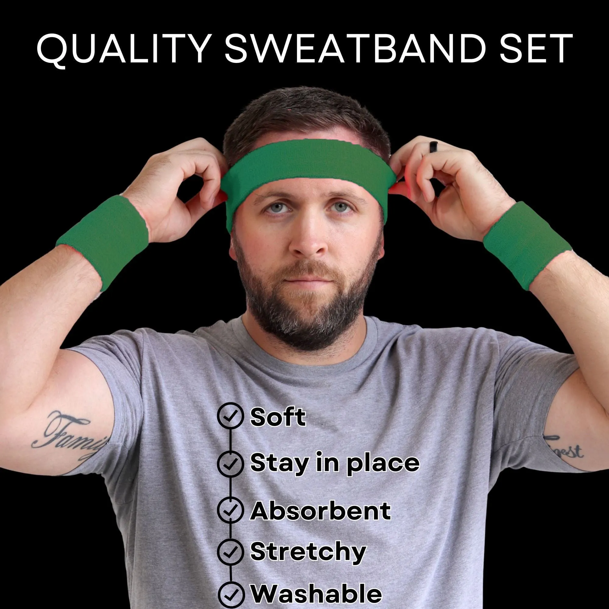 Green Sweatband Set