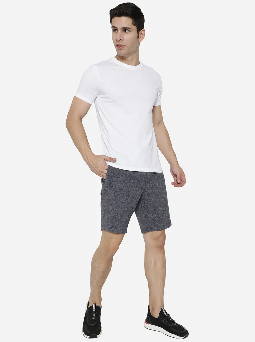 Grenish Blue Solid Slim Fit Shorts | JadeBlue