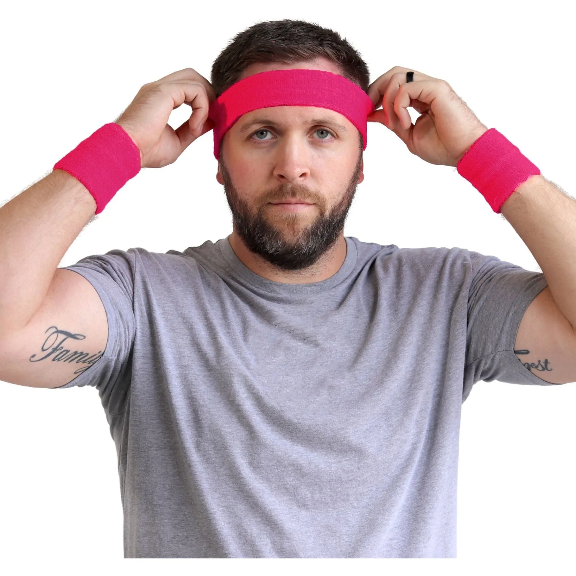 Hot Pink Sweatband Set