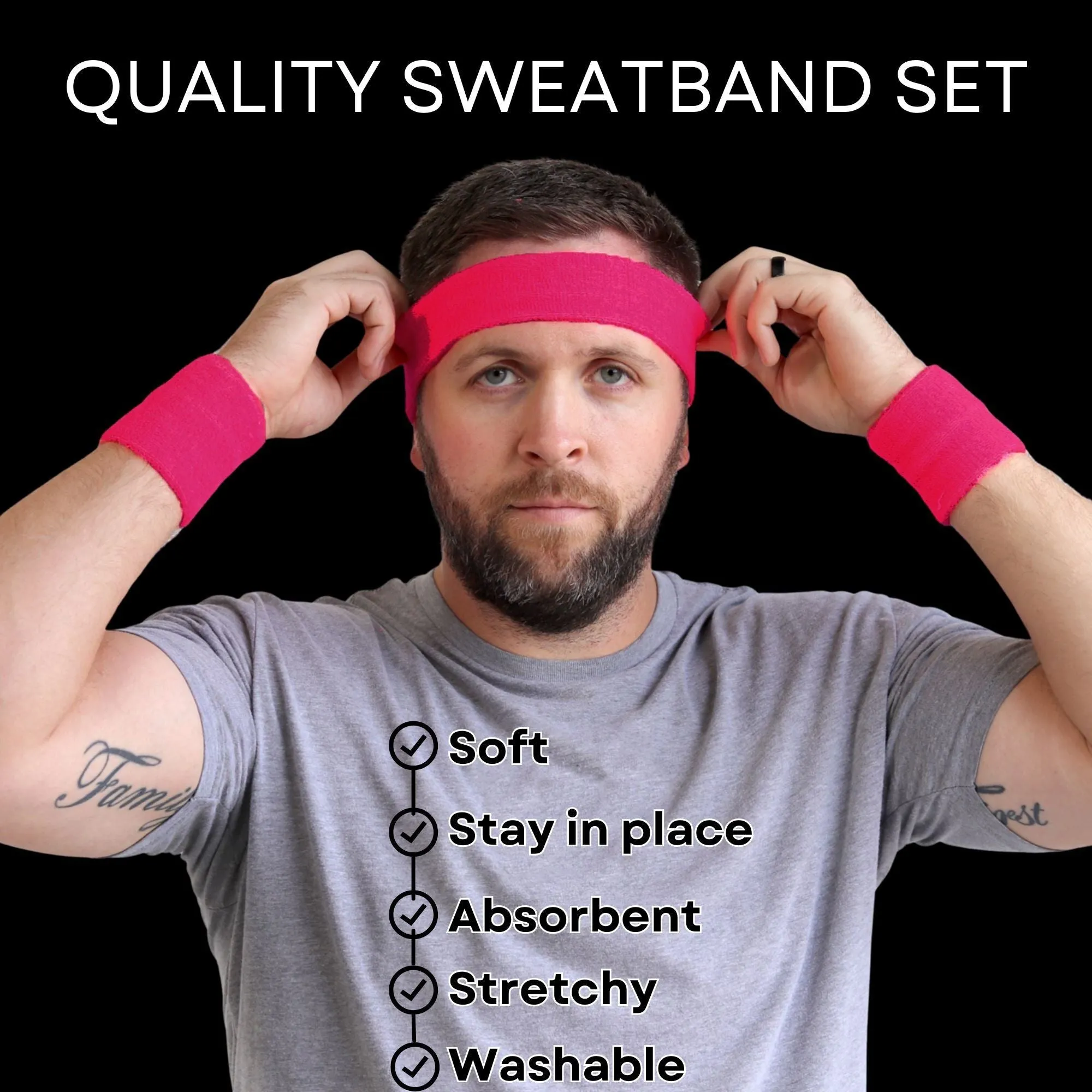 Hot Pink Sweatband Set