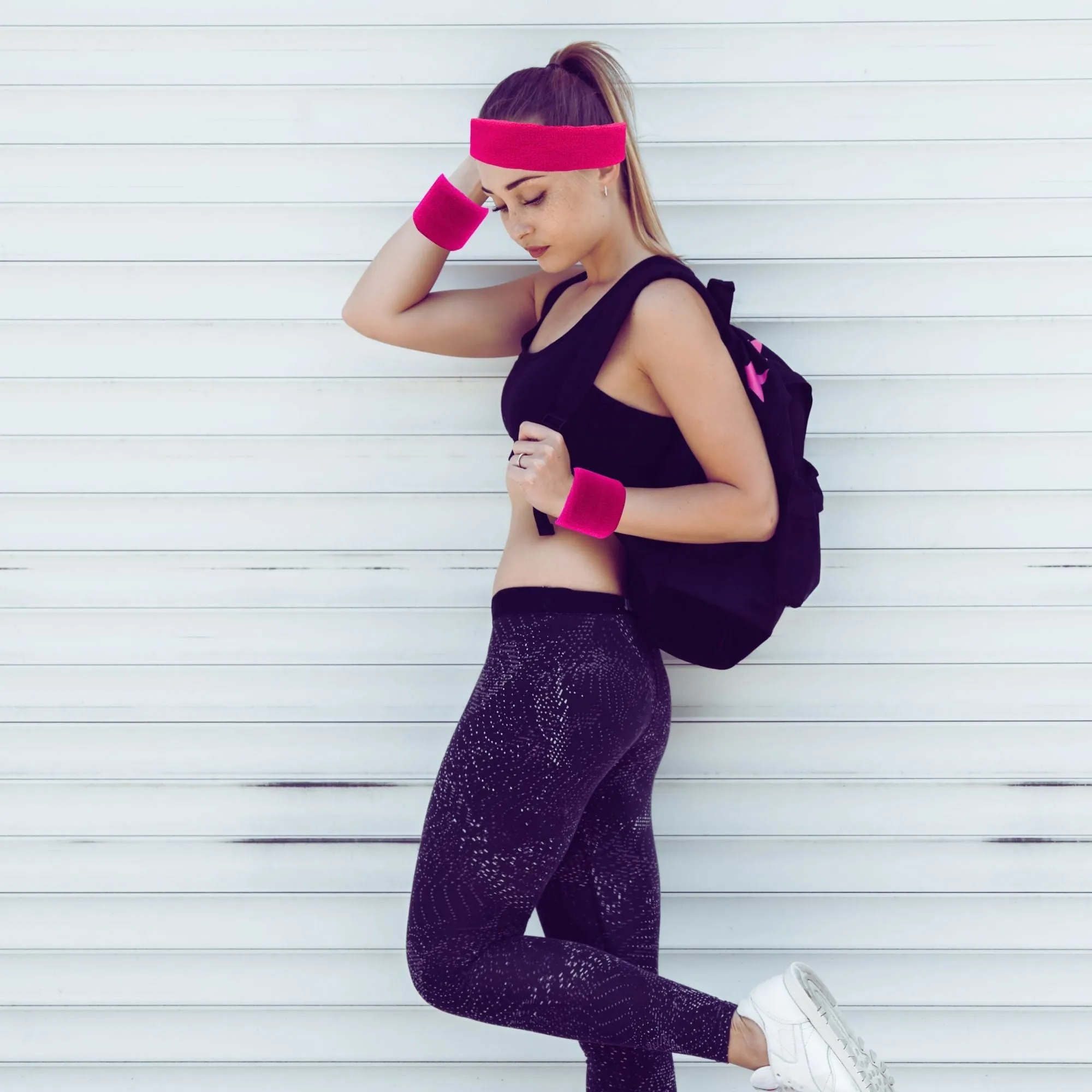 Hot Pink Sweatband Set