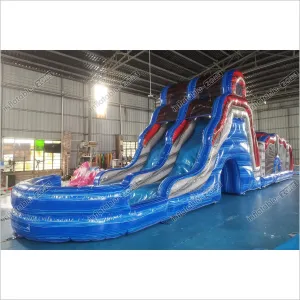 Indoor Slip And Slide Obstacle Course For Adults Swimming Pool Inflatable Assault Course