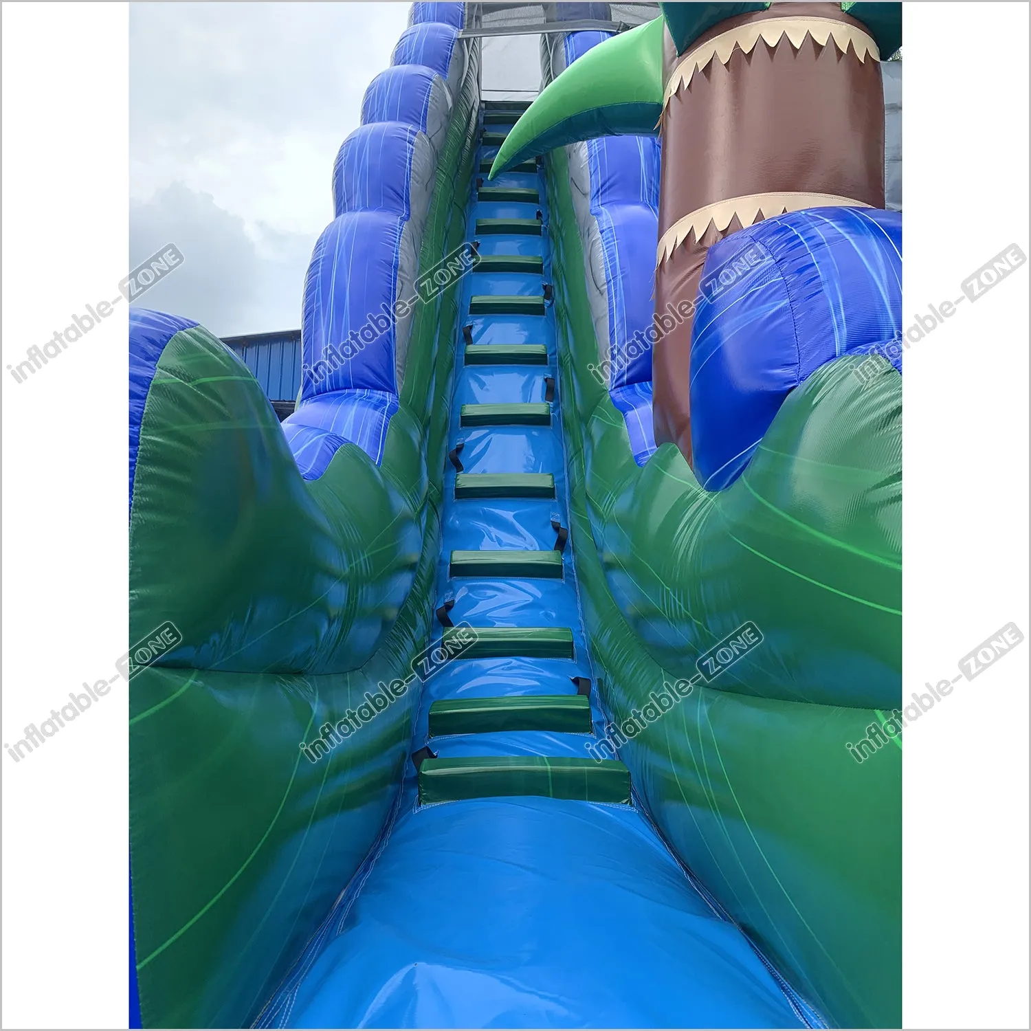 Inflatable Water Slide With Palm Trees Large Outdoor Inflatables Water Play Jumping Castle Slip And Slide Into Pool