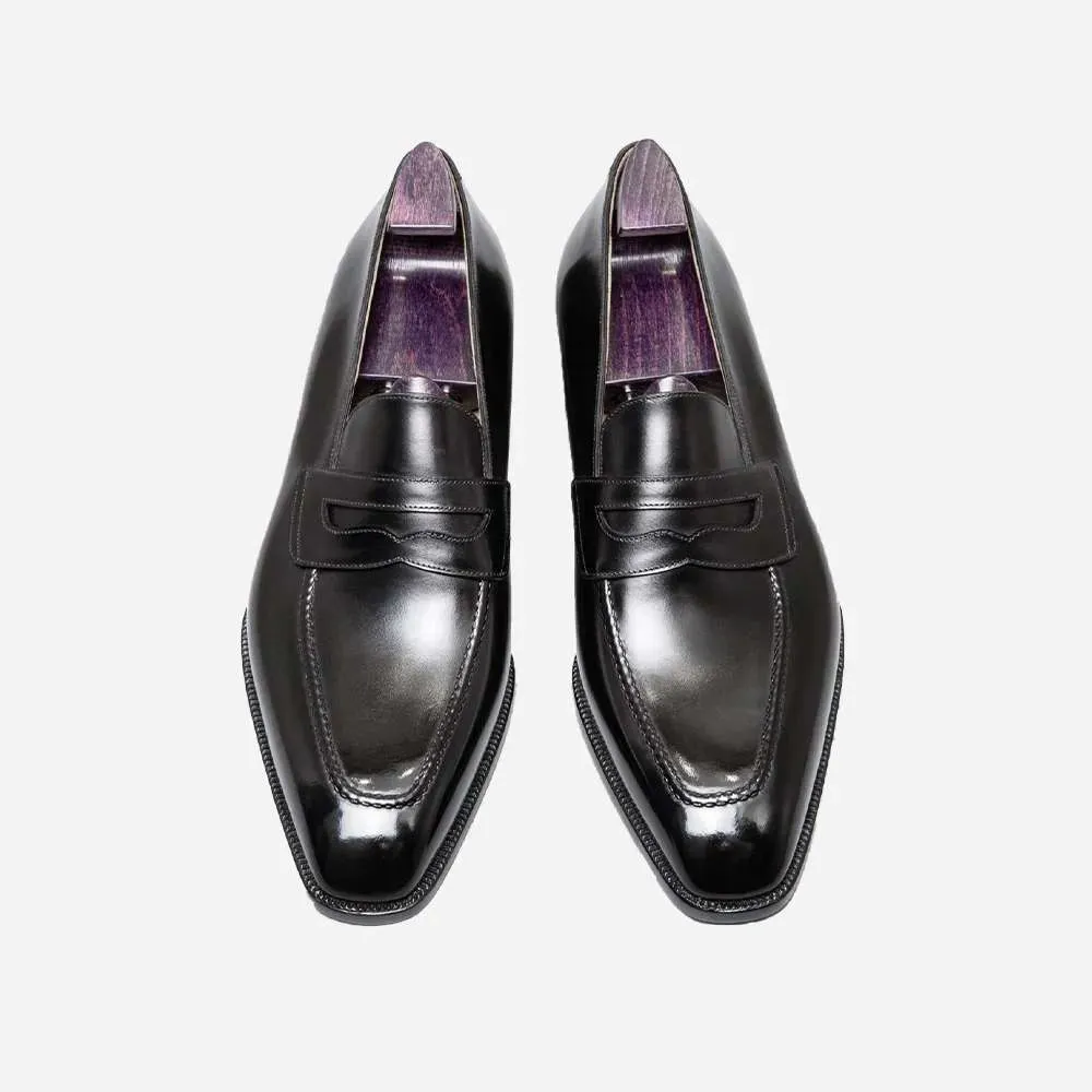 Italian Black Loafer Leather Shoes by Italian Vega®