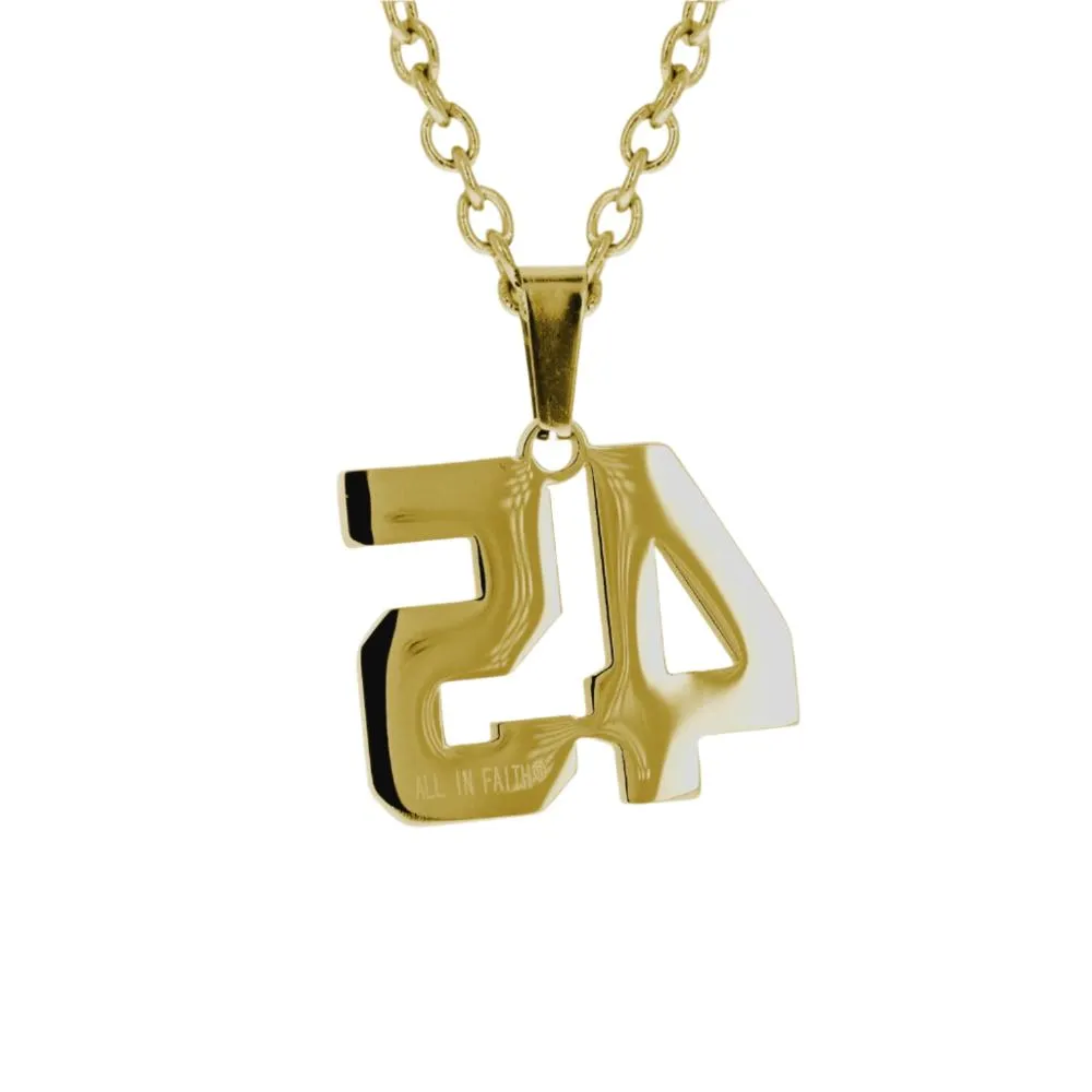 Jersey Number Necklace | Gold Stainless Steel