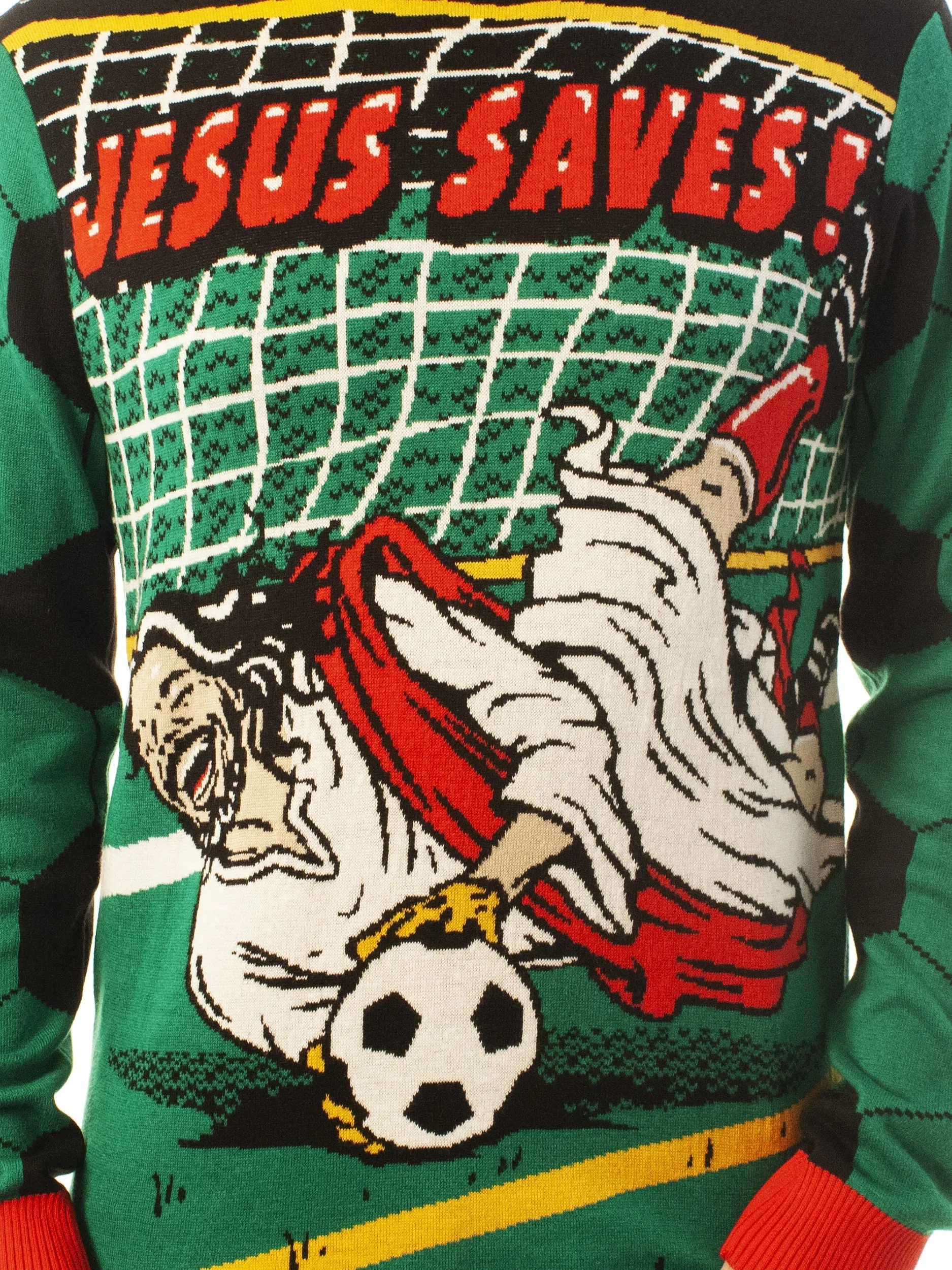 Jesus Saves Jesus Plays Soccer Funny Ugly Christmas Sweater - Jesus Christ Sweater - Christian Shirts Gifts Idea