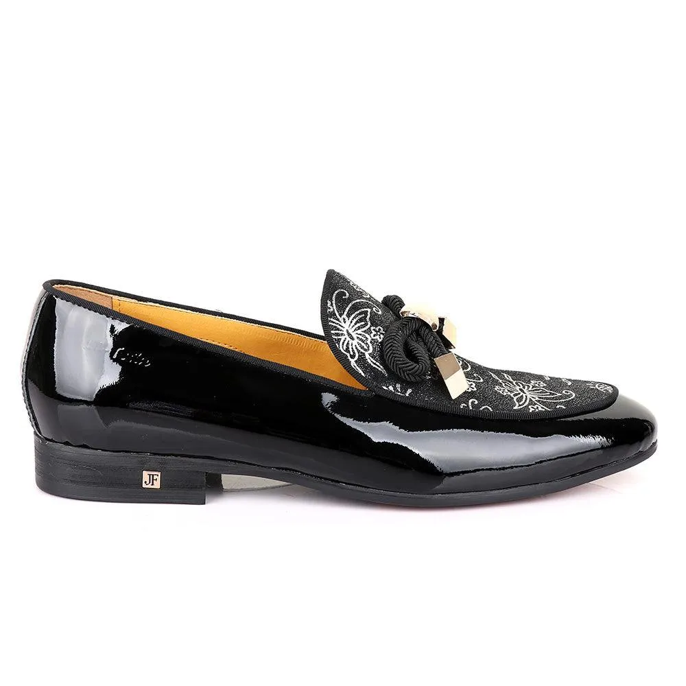 John Foster Gold Flower Graphic Printed  Leather  Shoe