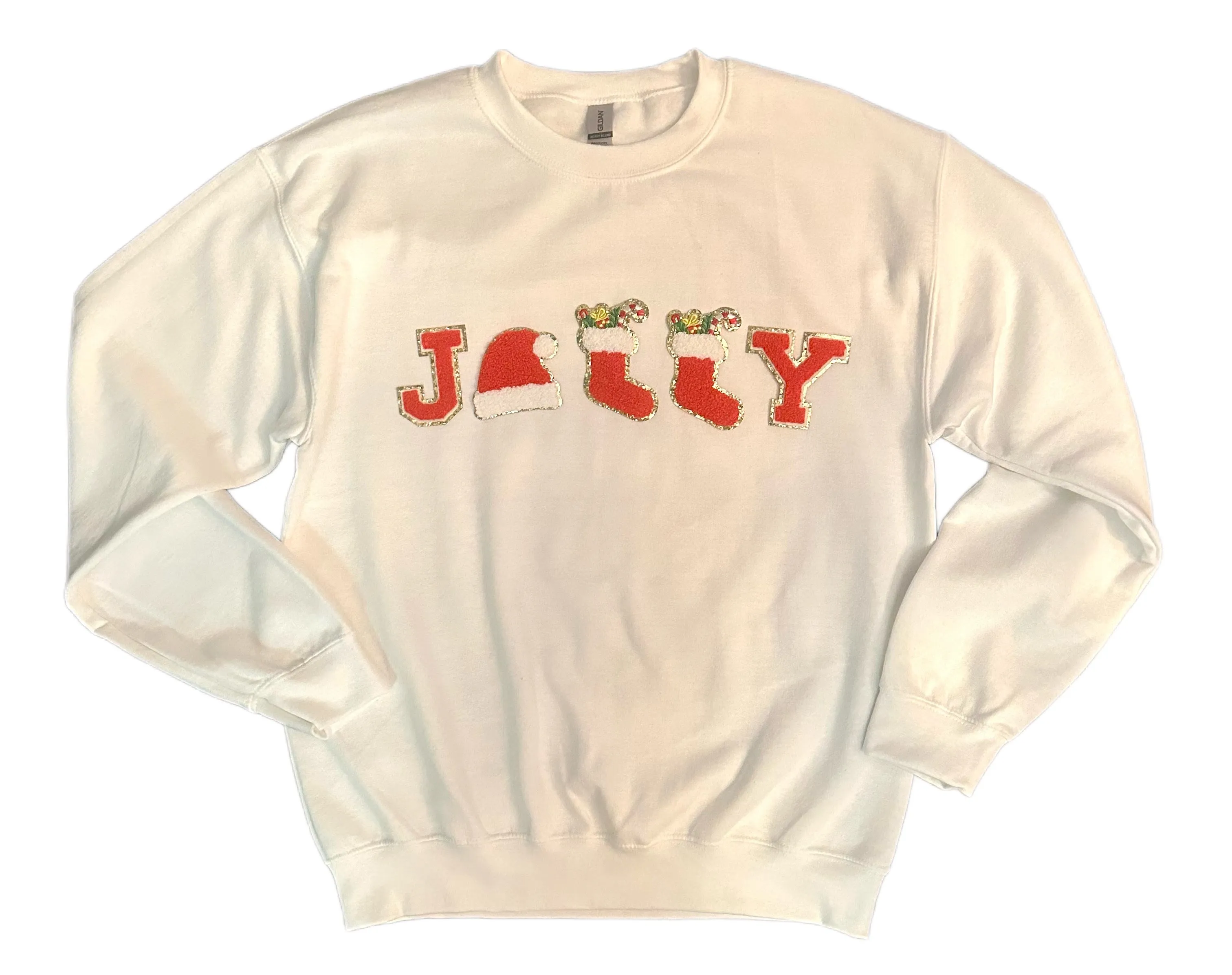 Jolly Patched Christmas Sweatshirt (Adult & Youth)