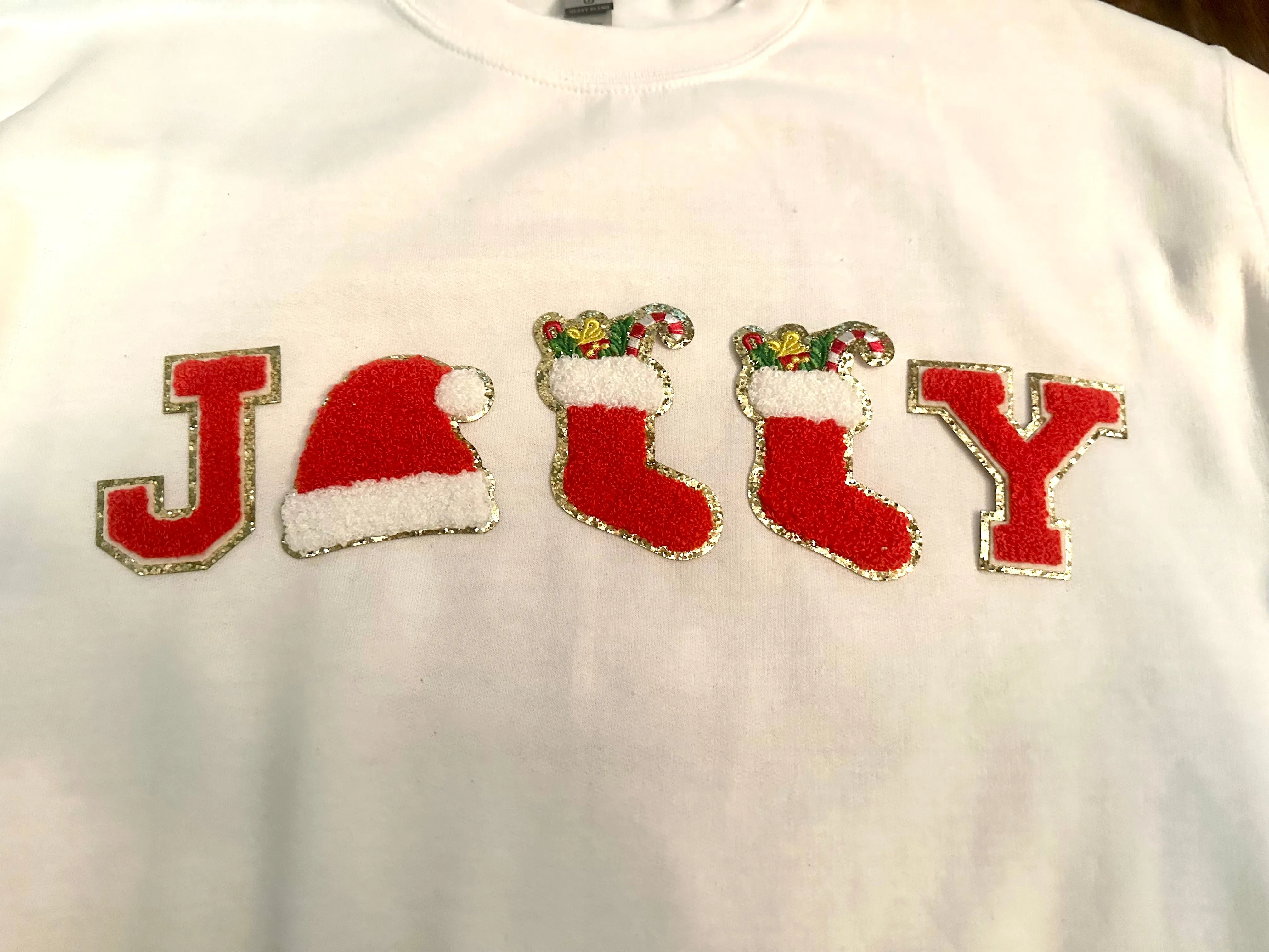 Jolly Patched Christmas Sweatshirt (Adult & Youth)