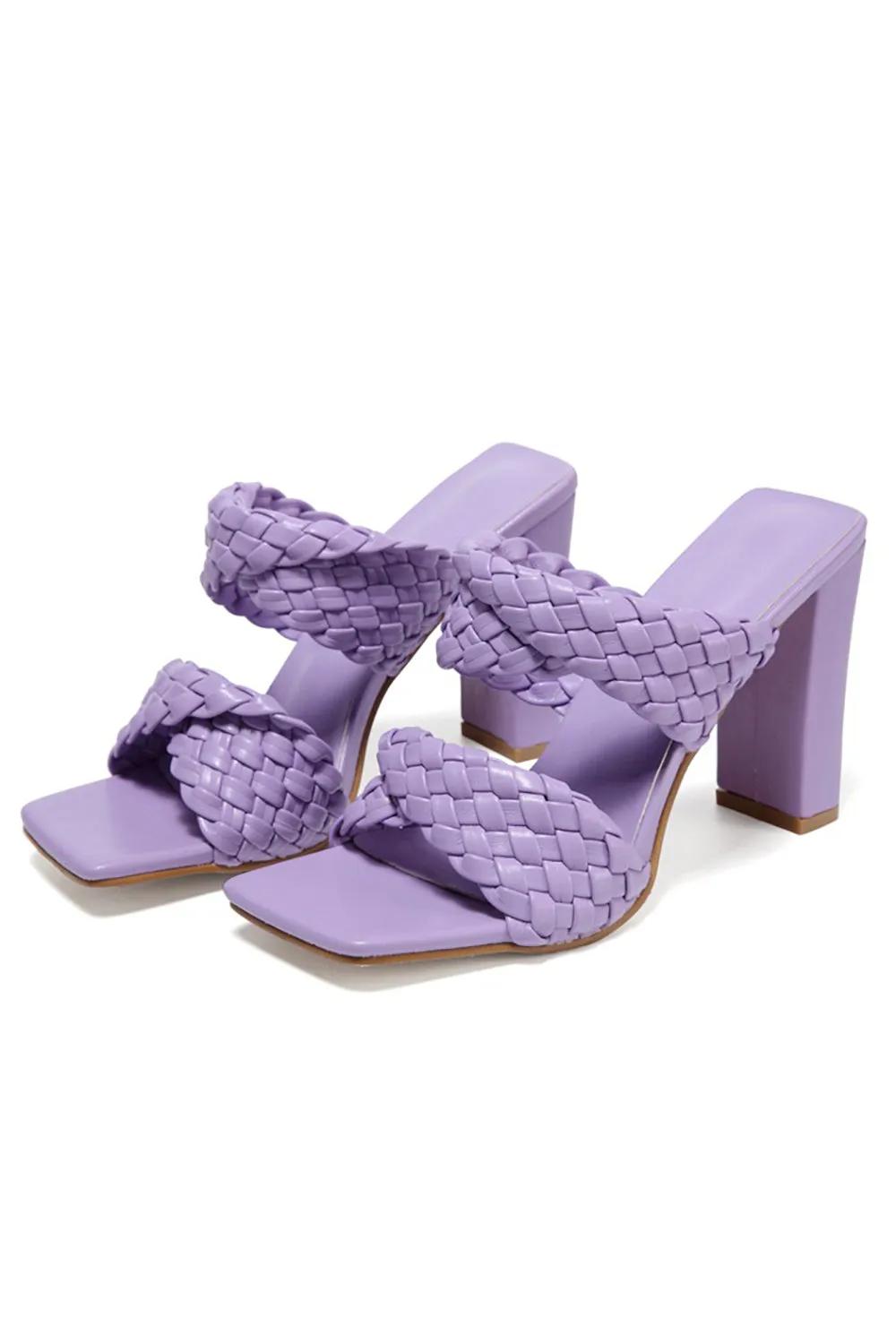 JOSKAA Woman Elegant high heel Lavender High Heels Woven Chunky Sandals