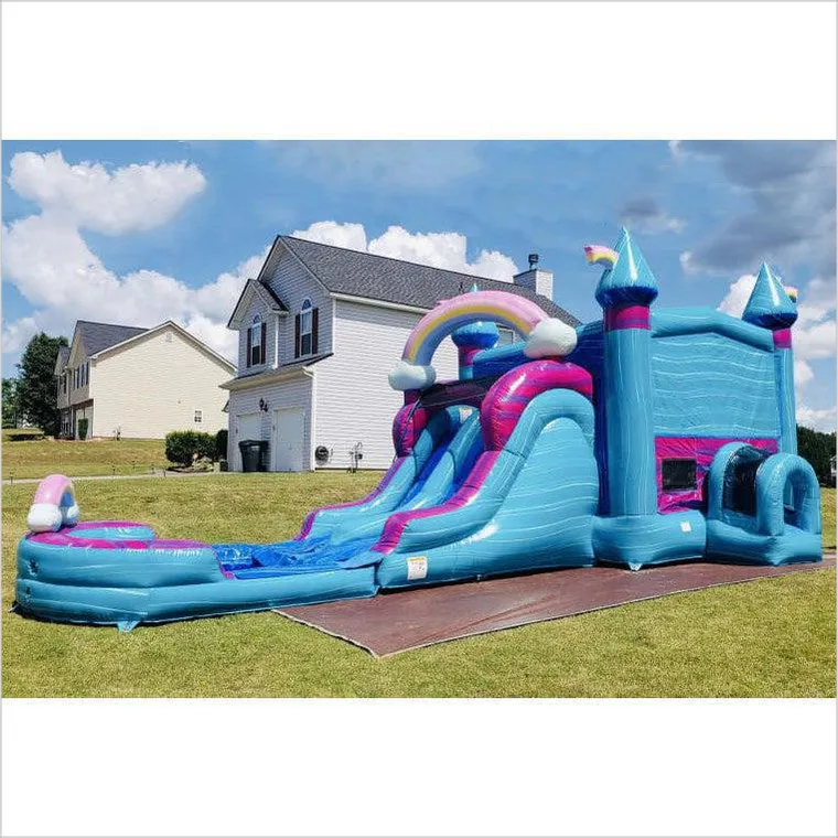 Jump For Joy Bouncy Castle Blow Up Slip And Slide Combo Wet Dry Inflatable Water Bounce House