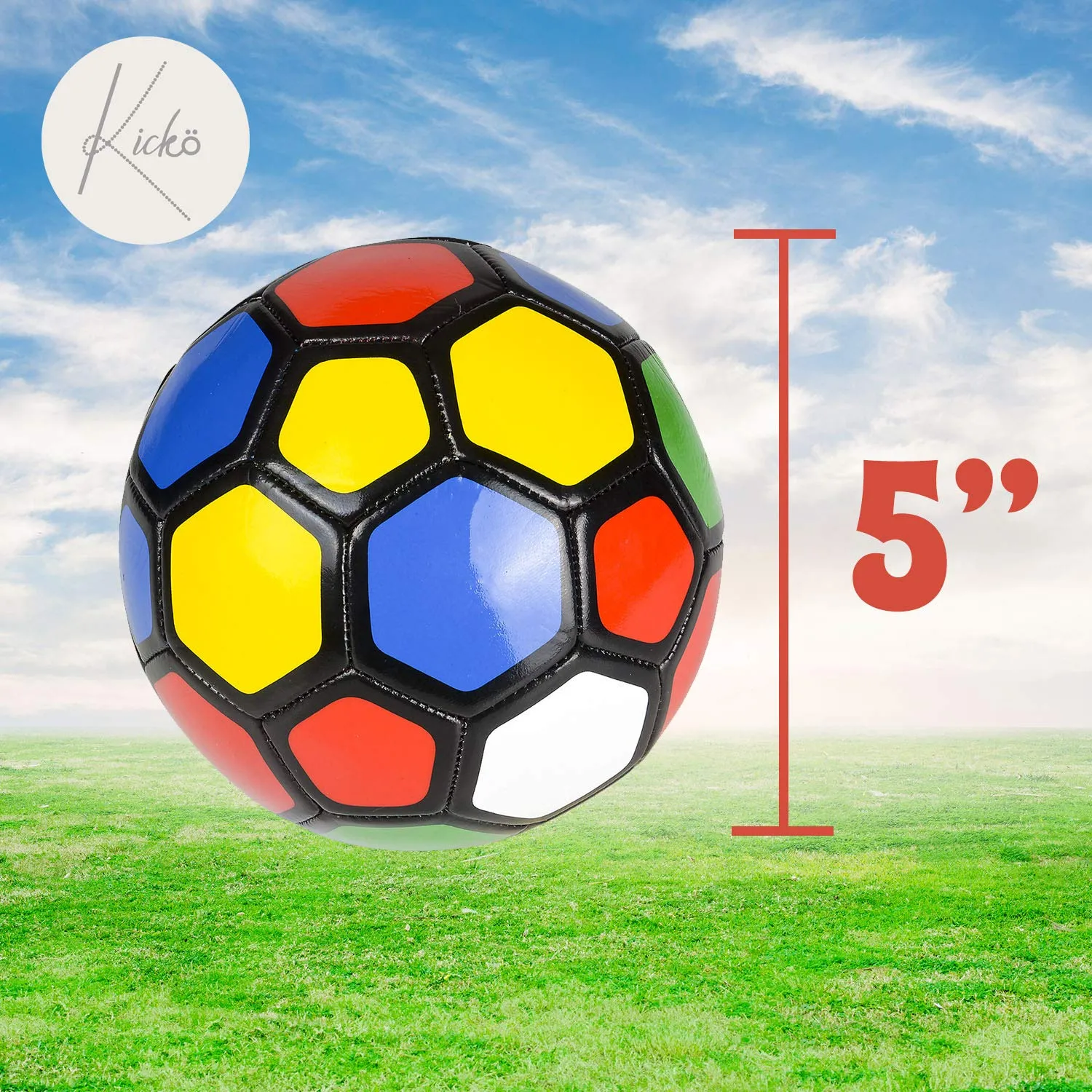 Kicko Multicolor Soccer Ball - Pack of 4 5 Inch Mini Sports Ball - Perfect for Outdoor