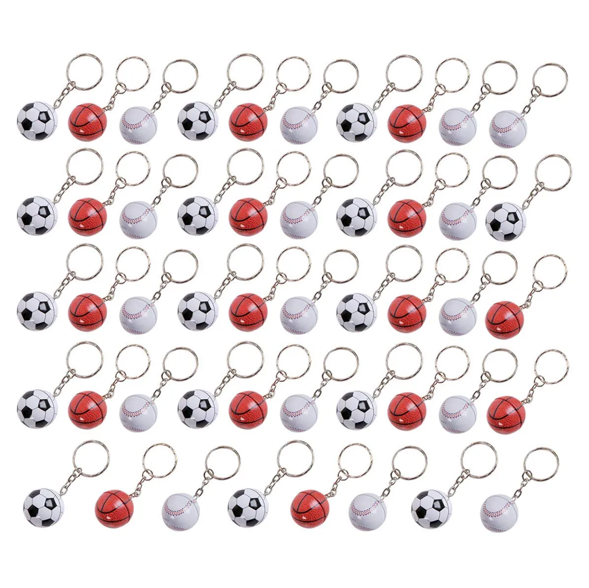 Kicko Sports Ball Keychain - 48 Pack - Assorted Bag Charm - Party Favor, World Cup Fan