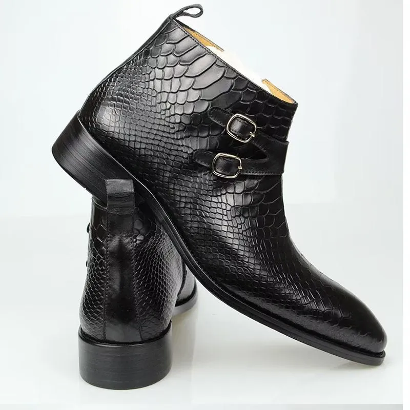 Luxury Serpent Zipper Ankle Business Dress Shoes