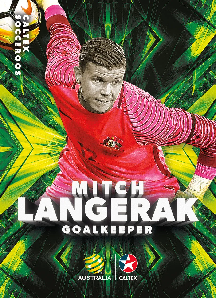 Mitch Langerak, Caltex Socceroos Parallel card, 2018 Tap'n'play Soccer Trading Cards