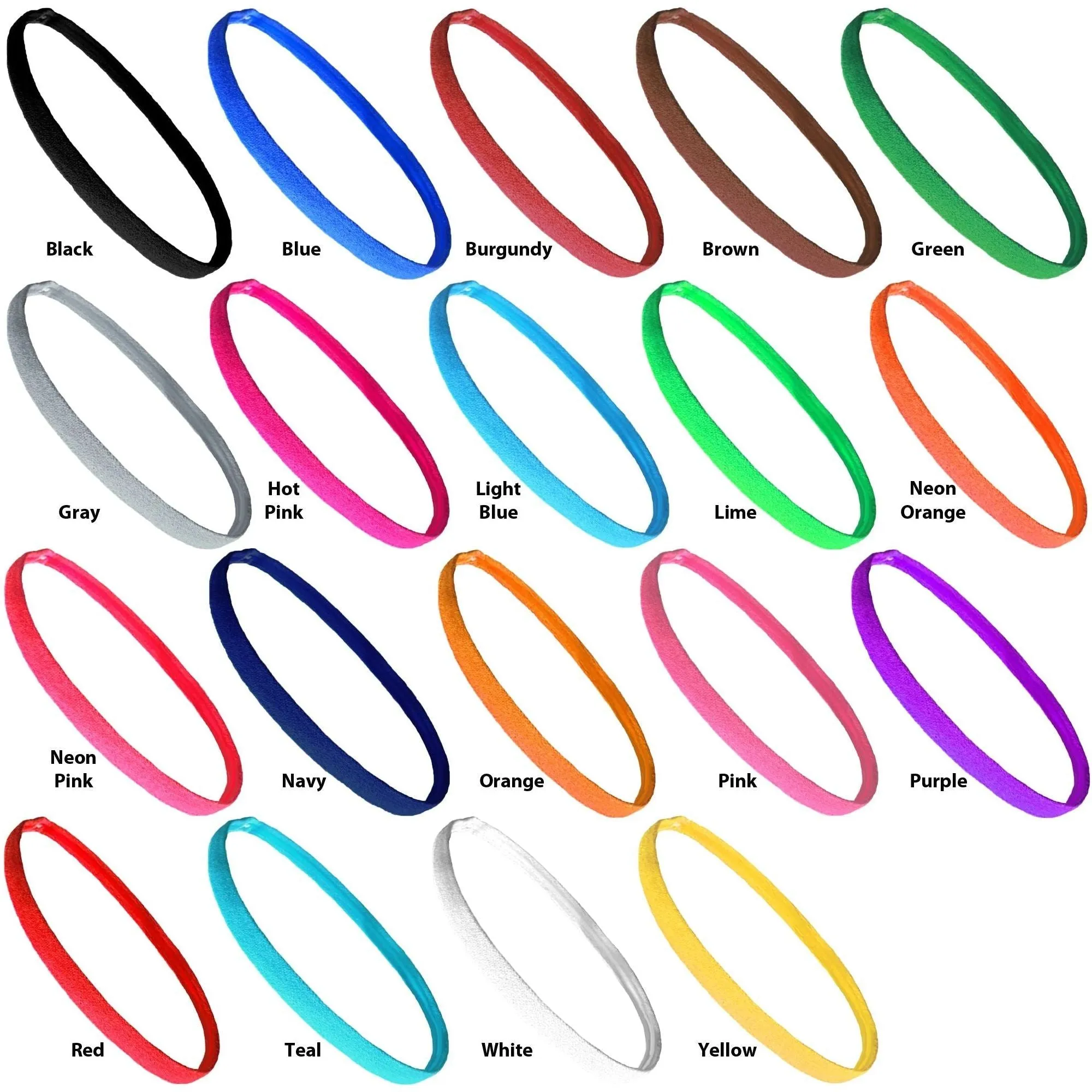 Non Slip Sports Headband Mini Elastic Head Band Athletic Running Soccer Yoga You Pick Colors and Quantities