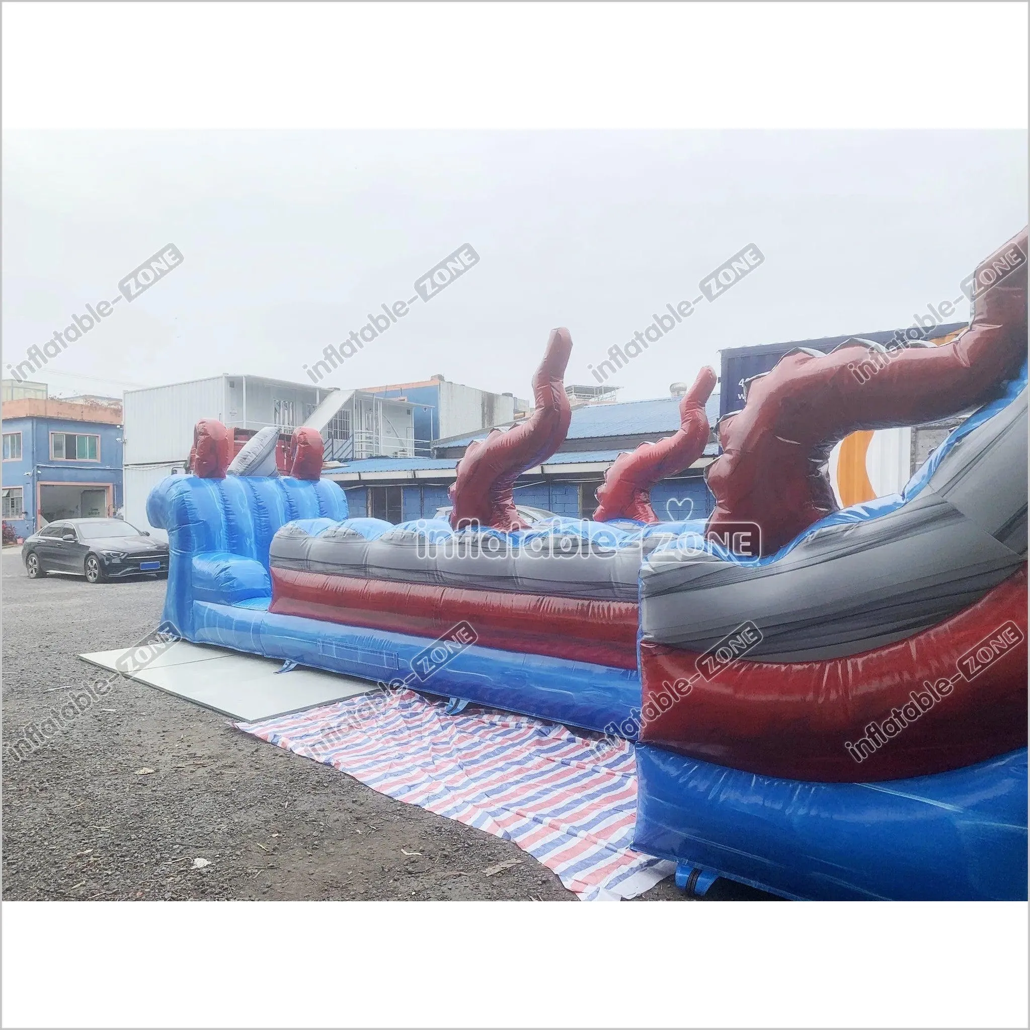 Ocean Theme Large Inflatable Waterslide With Splash Pool Blow Up Slip And Slide For Kids And Adults