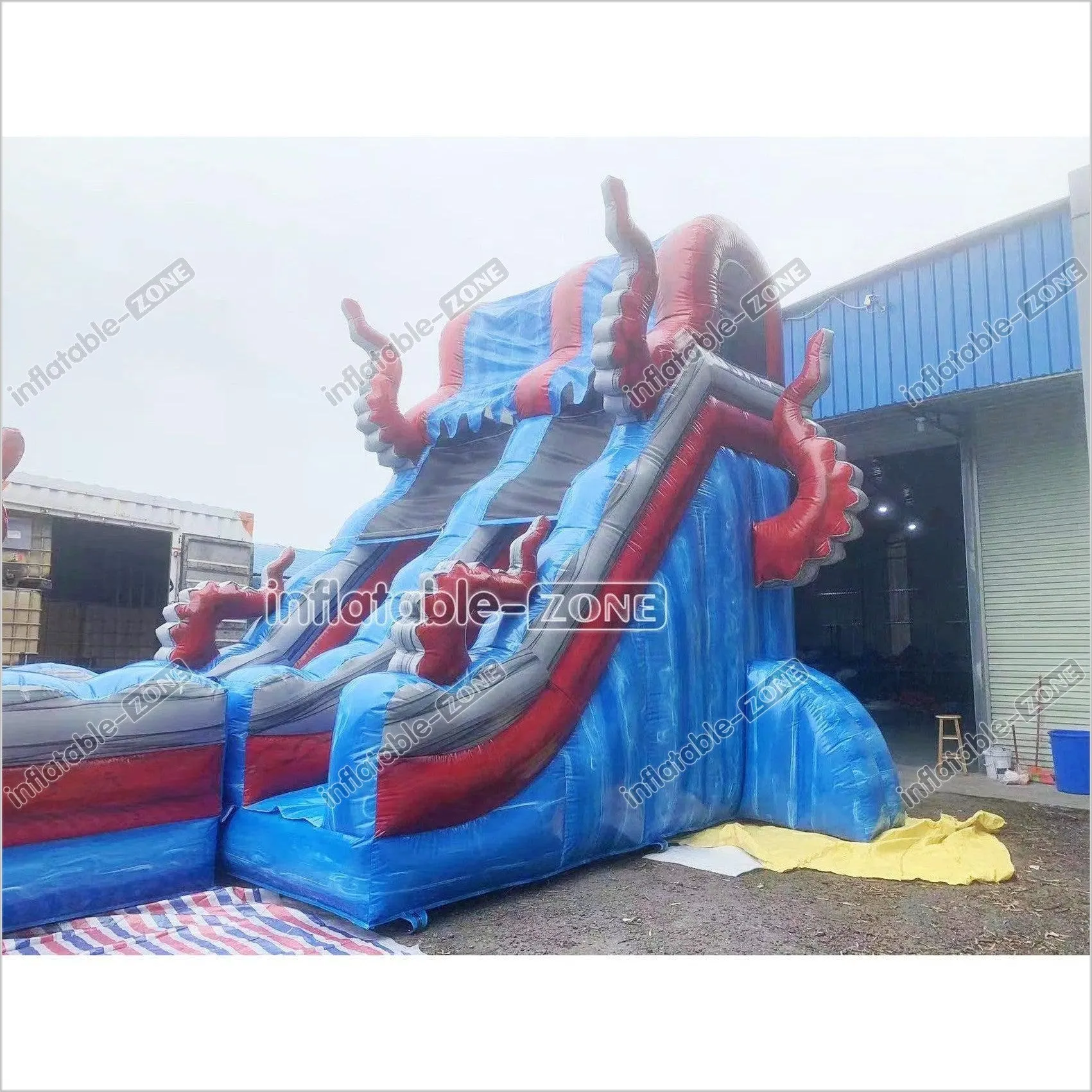 Ocean Theme Large Inflatable Waterslide With Splash Pool Blow Up Slip And Slide For Kids And Adults