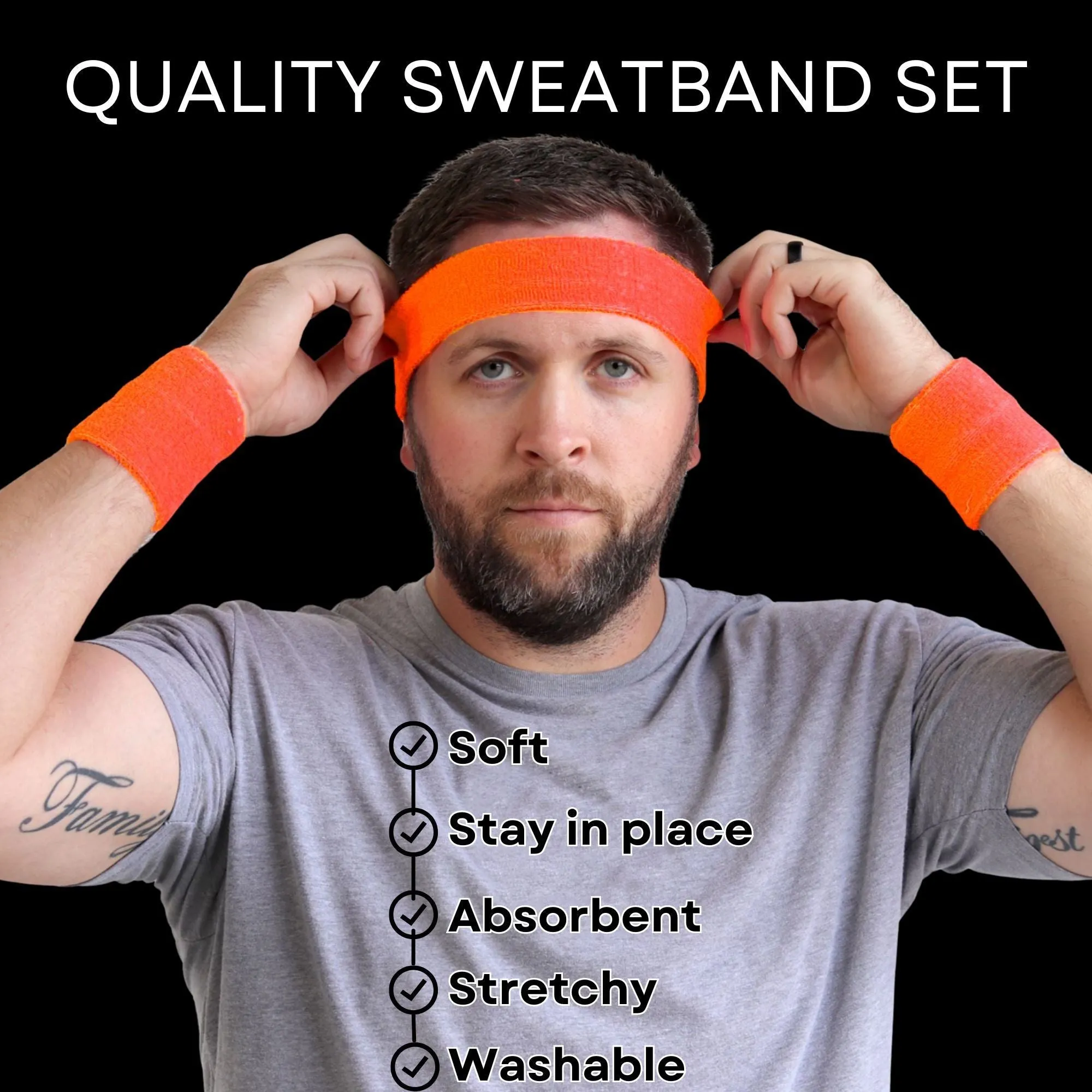 Orange Sweatband Set