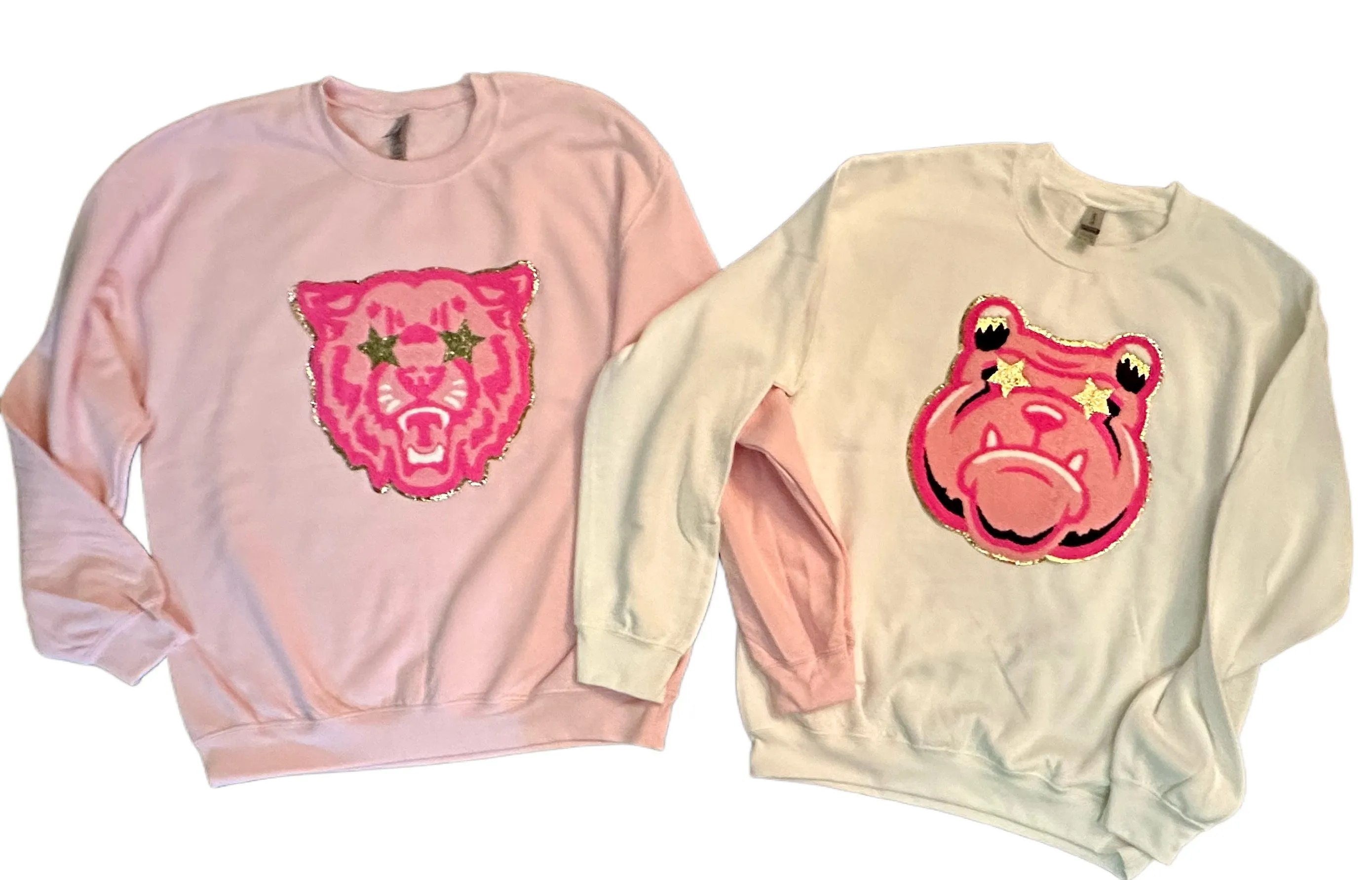 Oversized Mascot Patch Sweatshirts (Pink or White)