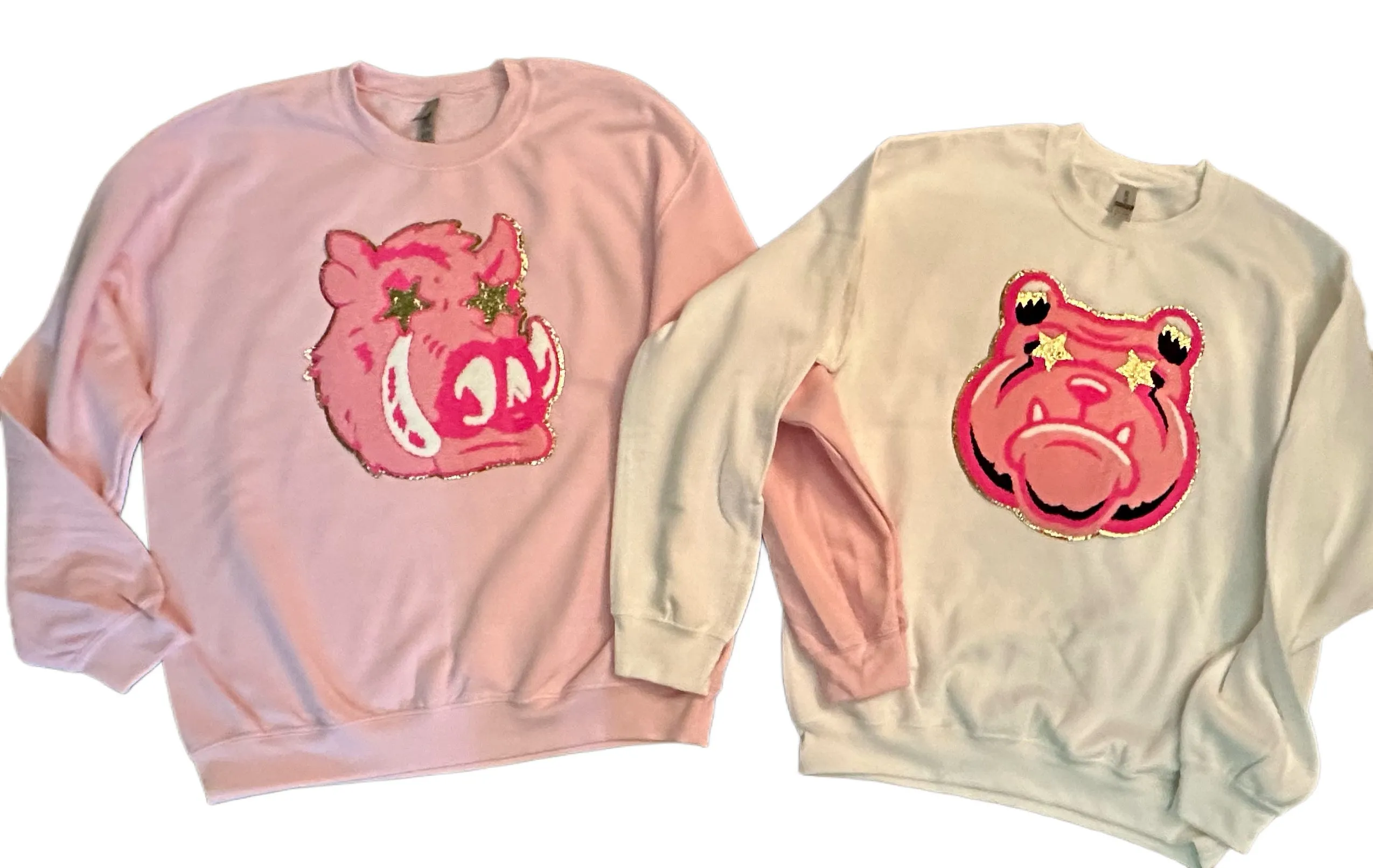 Oversized Mascot Patch Sweatshirts (Pink or White)