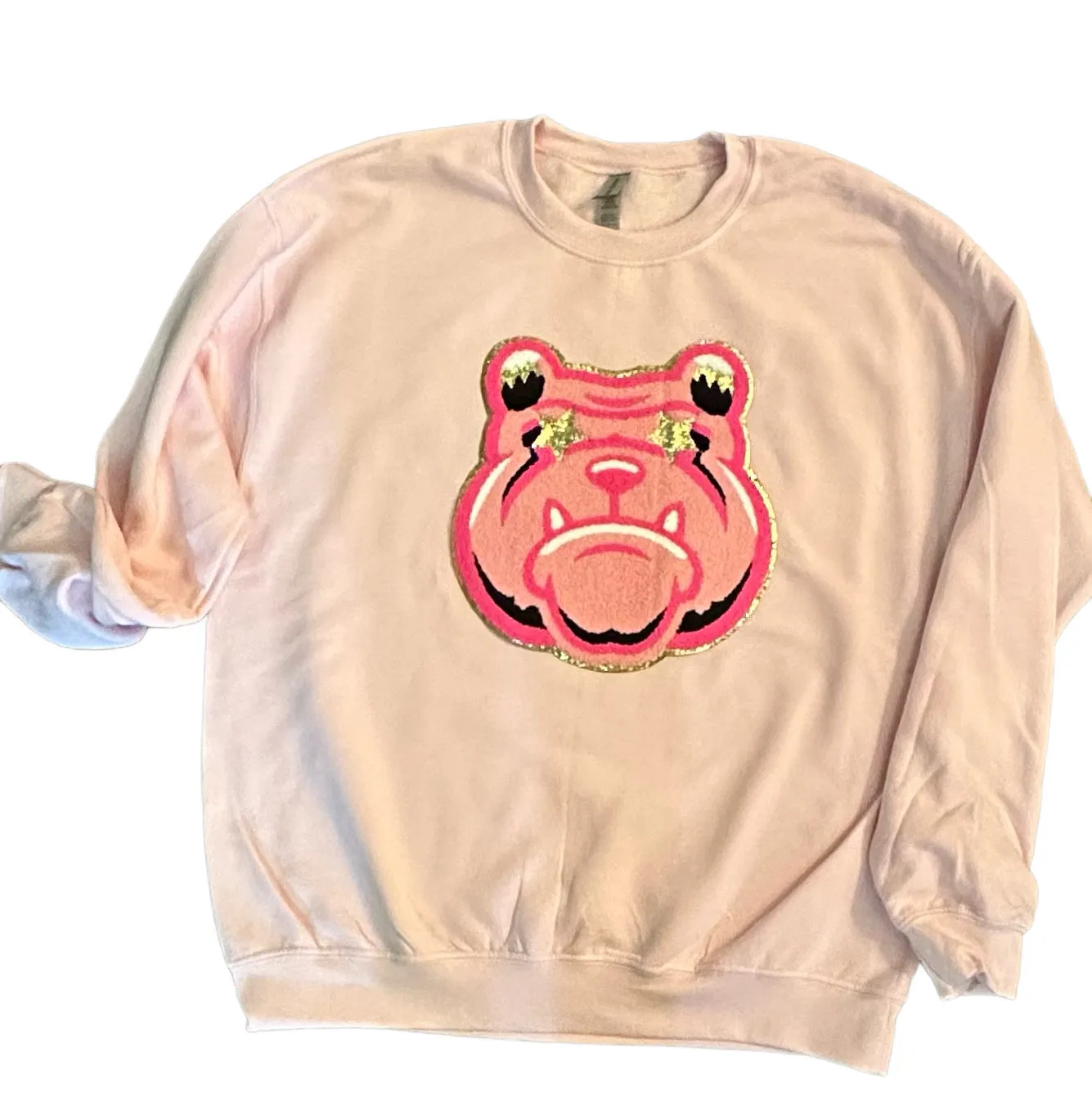 Oversized Mascot Patch Sweatshirts (Pink or White)