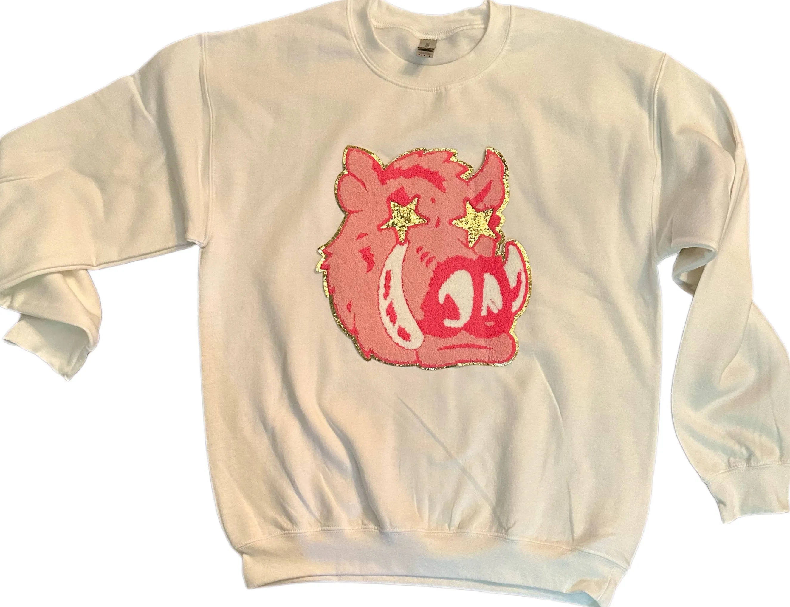 Oversized Mascot Patch Sweatshirts (Pink or White)