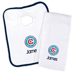 Personalized Chicago Fire Bib and Burp Cloth Set