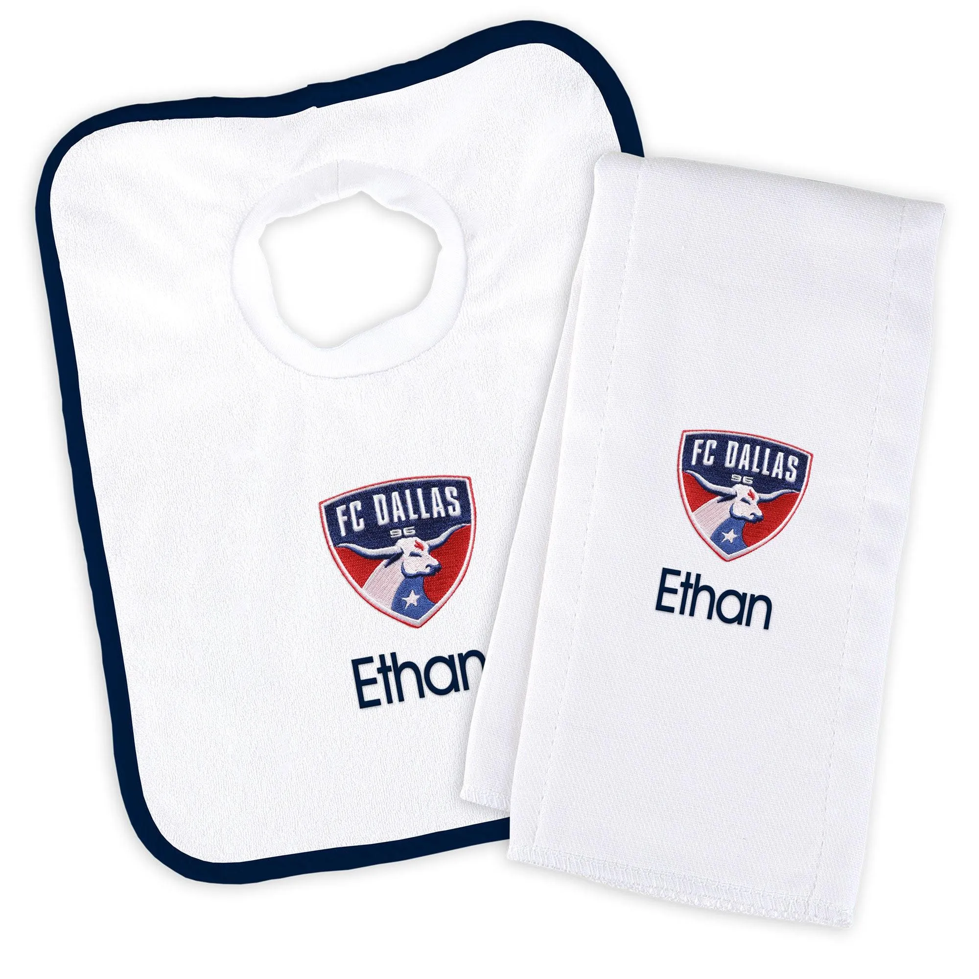 Personalized FC Dallas Bib & Burp Cloth Set