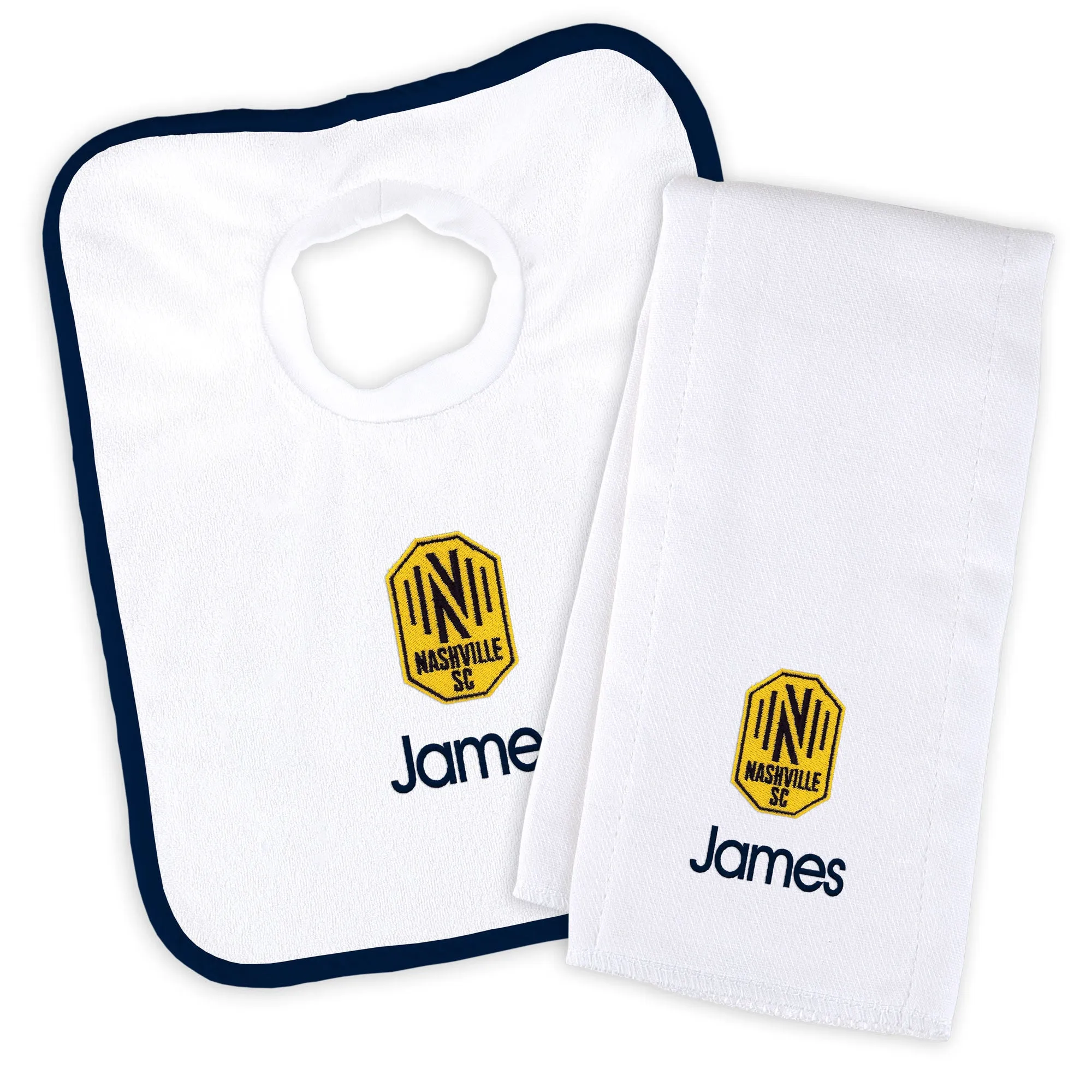 Personalized Nashville SC Bib and Burp Cloth Set