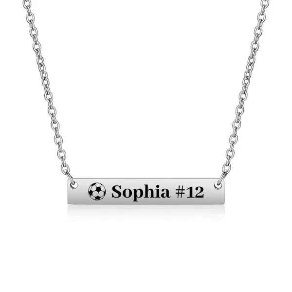 Personalized Soccer Bar Necklace