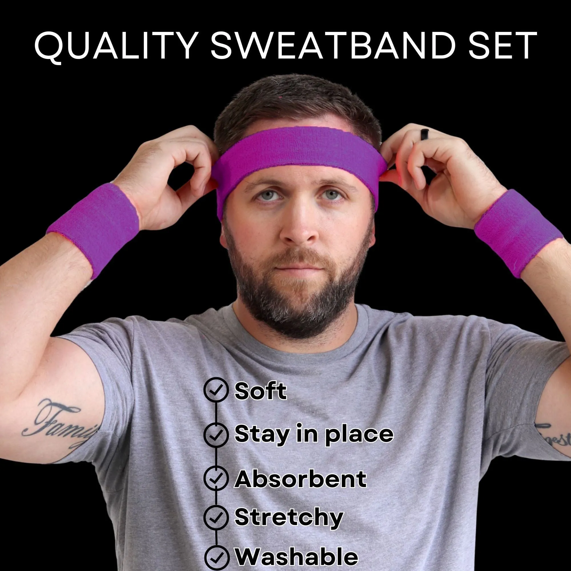 Purple Sweatband Set