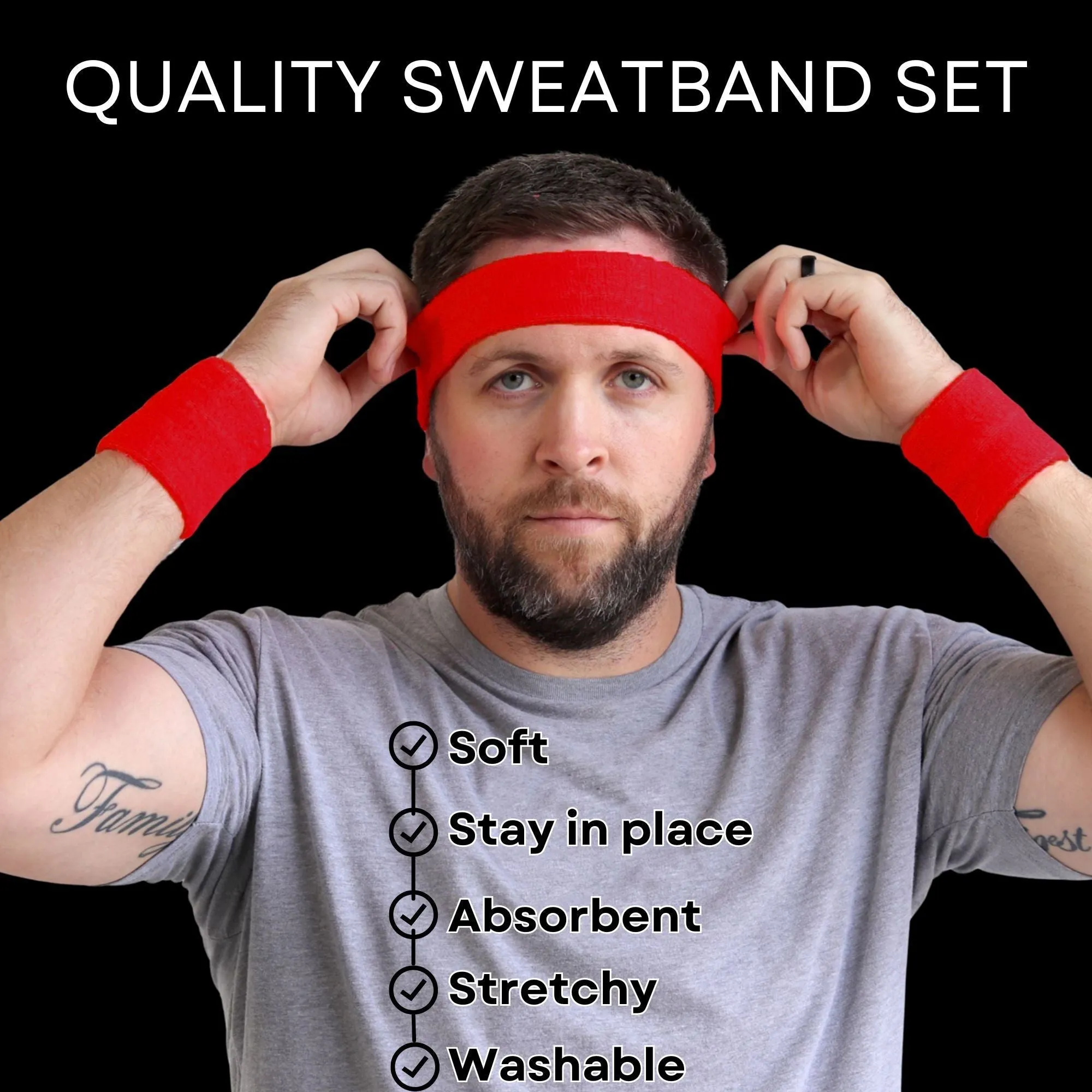 Red Sweatband Set