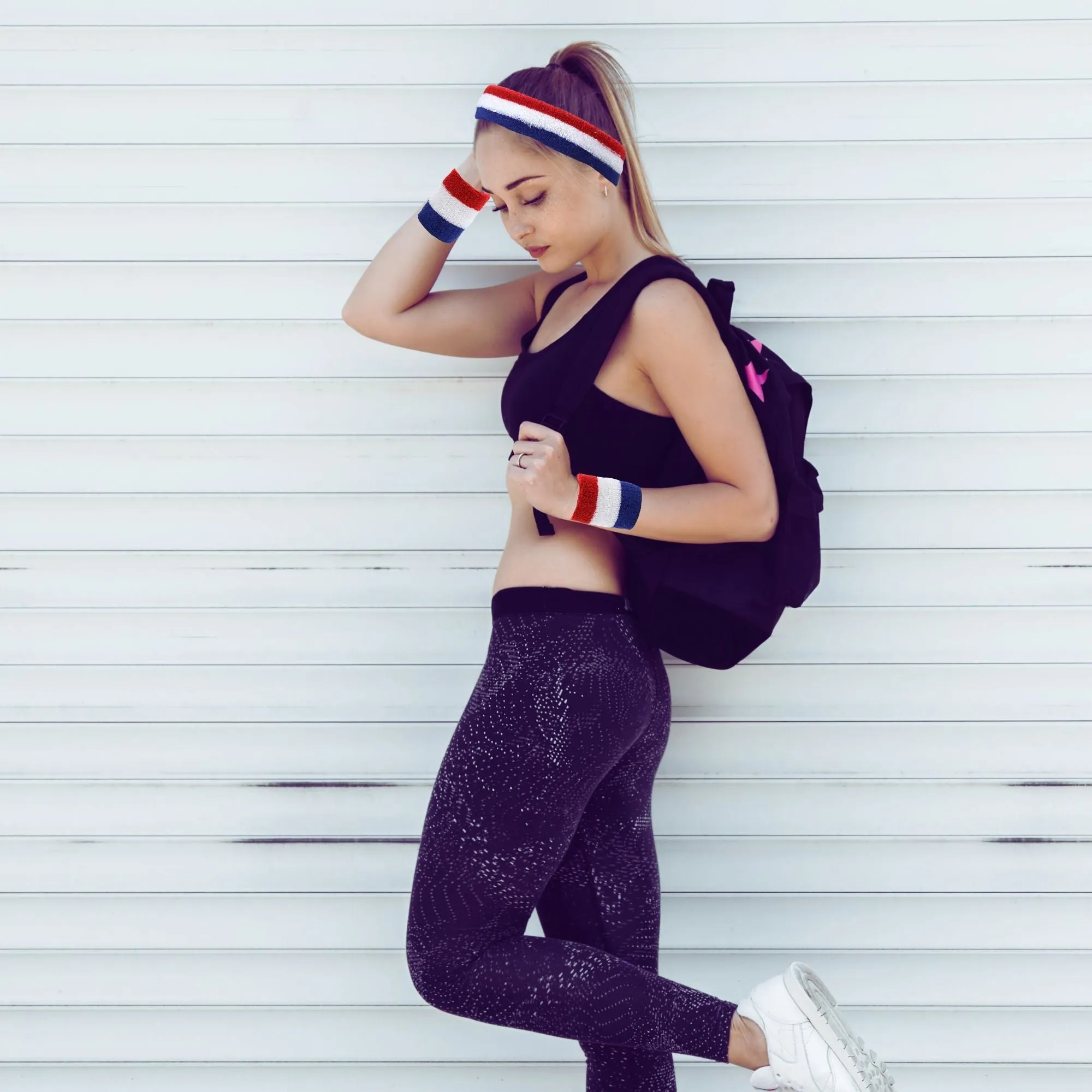 Red White Blue Sweatband Set