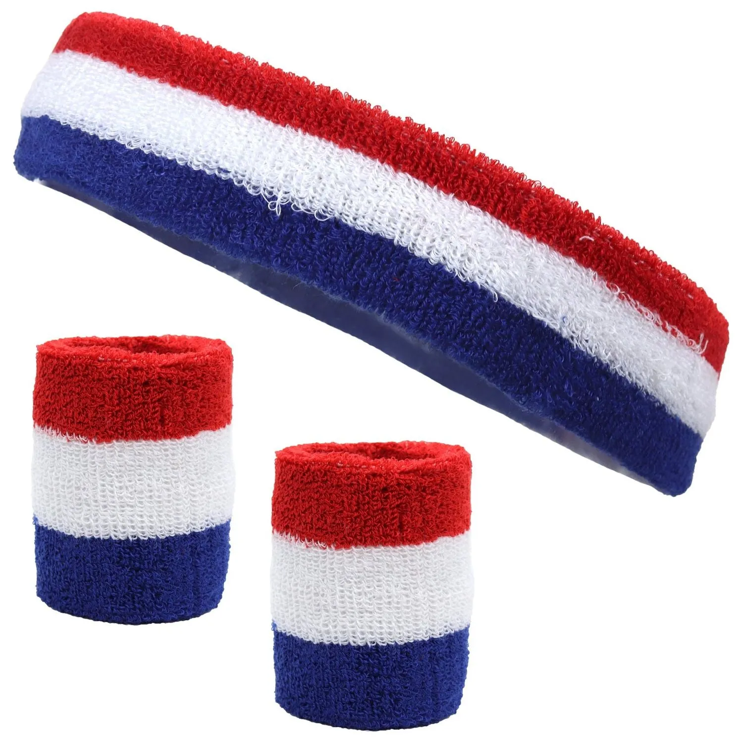 Red White Blue Sweatband Set