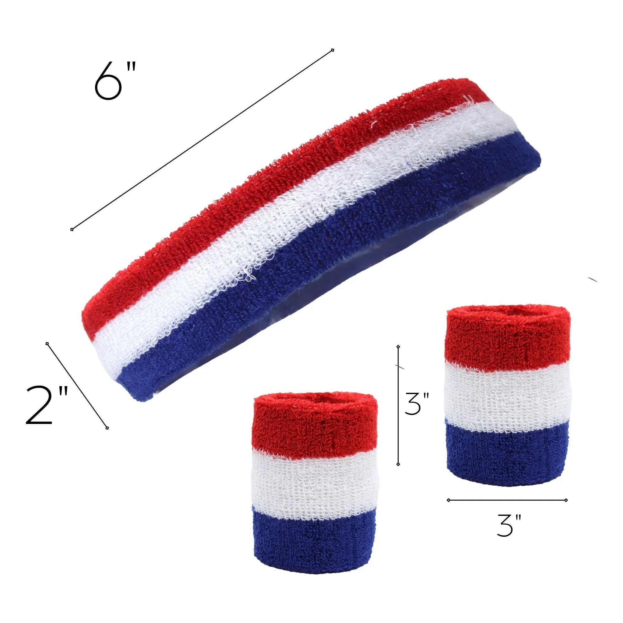 Red White Blue Sweatband Set