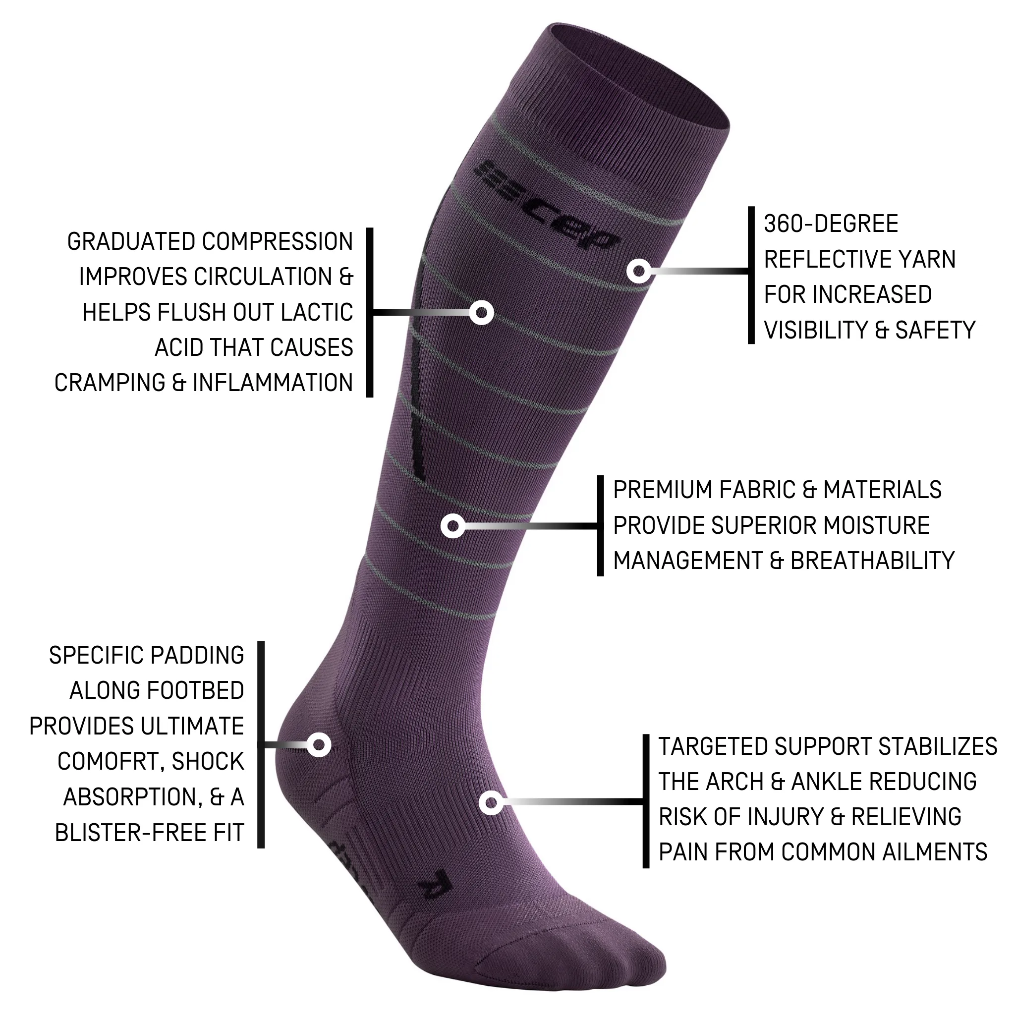 Reflective Tall Compression Socks, Men