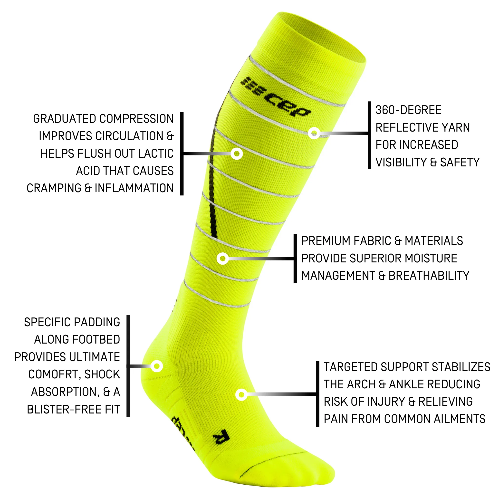 Reflective Tall Compression Socks, Men