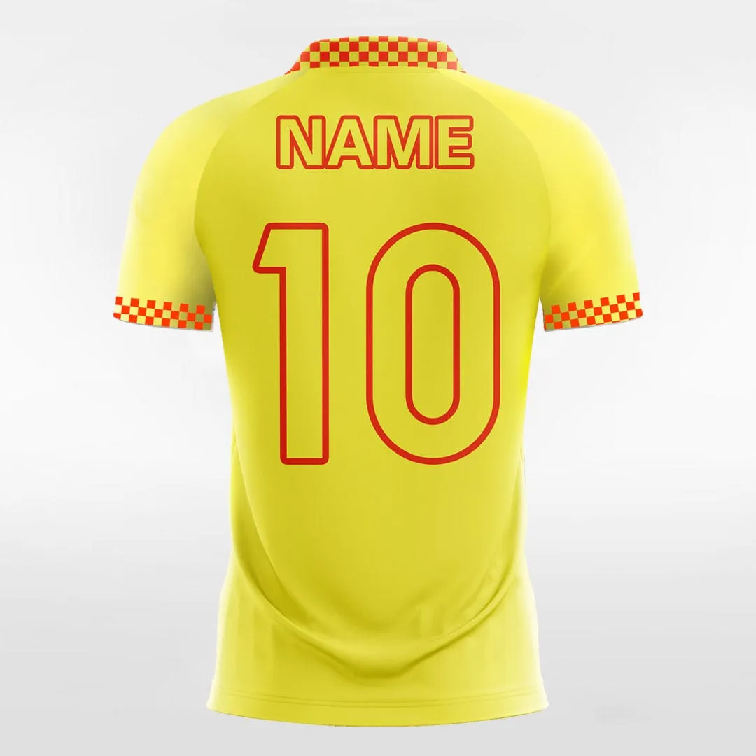 Retro Plaid Trim - Women Custom Soccer Jerseys Design Yellow