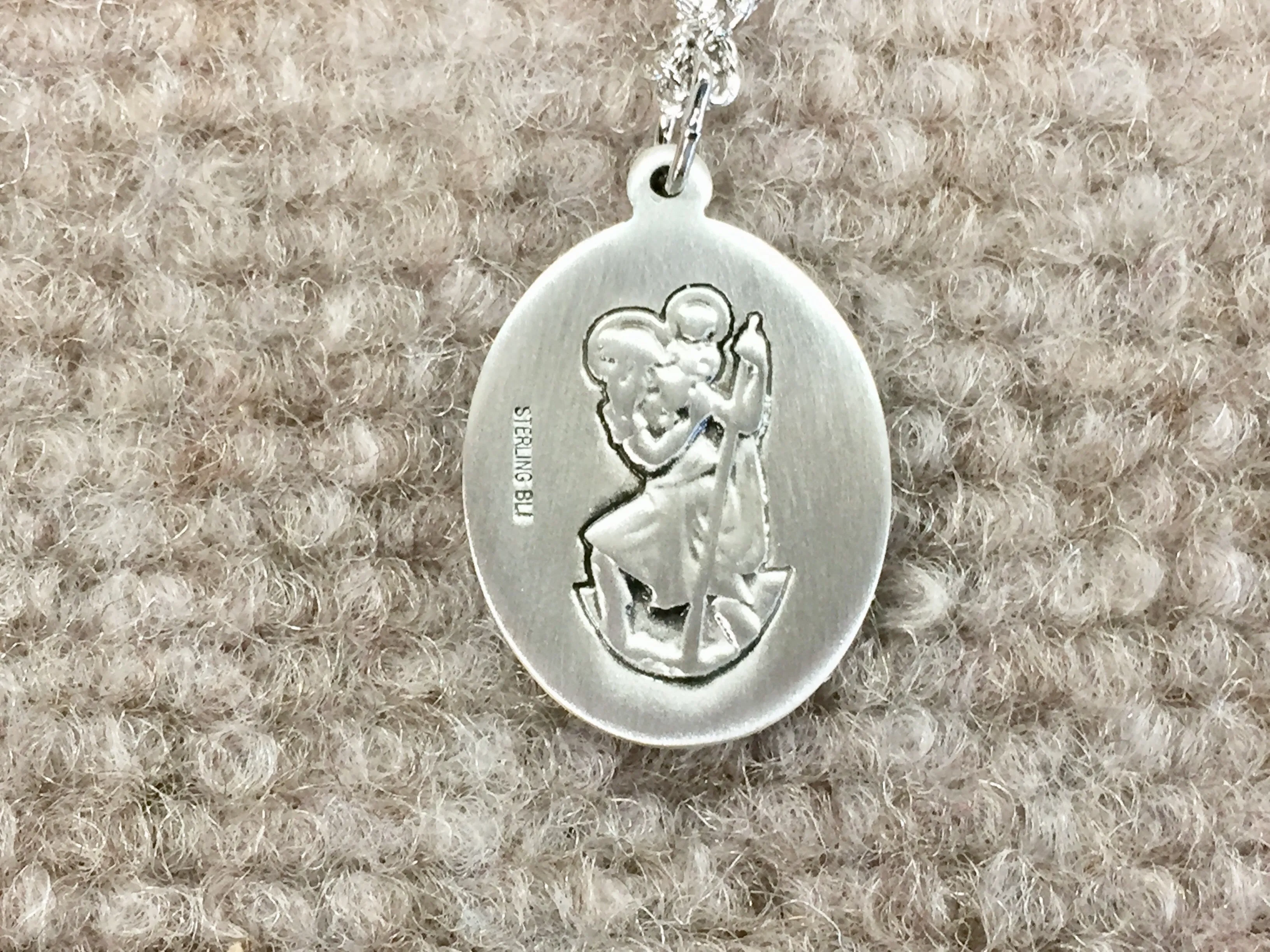 Saint Christopher Silver Soccer / Football Pendant With Chain