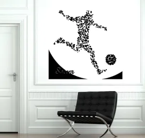 SnappySticker Abstract Image Player of Soccer with Ball Wall Sticker PVC Vinyl Easy to Stick (27 X 27)