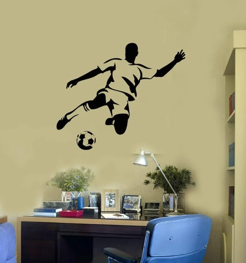 SnappySticker Soccer Player Wall Sticker PVC Vinyl Easy to Stick (27 X 32)