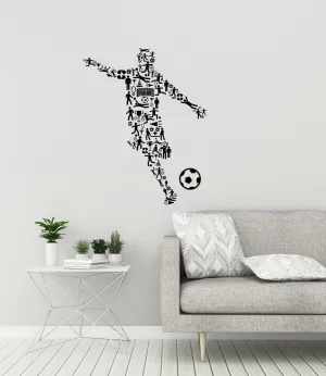 SnappySticker Soccer Player Wall Sticker PVC Vinyl Easy to Stick (55 X 72)