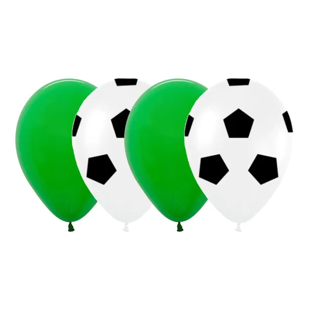 Soccer Ball & Green Balloons - 12 Pkt