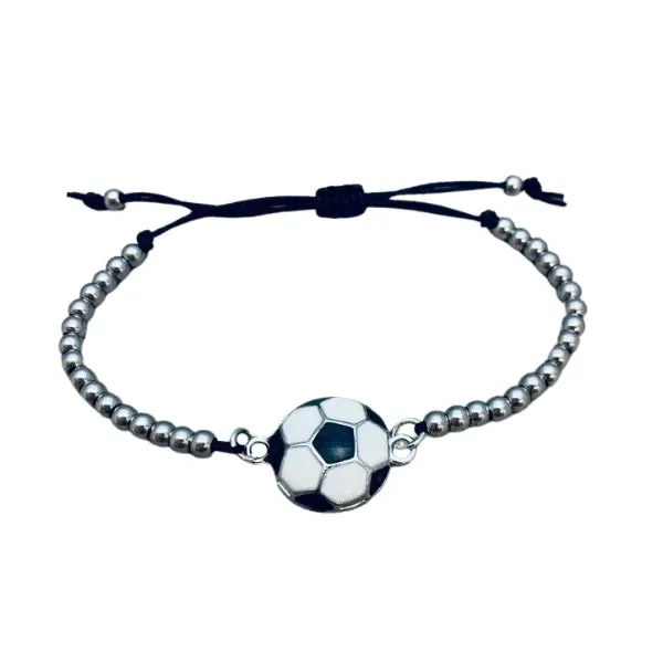 Soccer Beaded Charm Adjustable Bracelet - Pick Charm