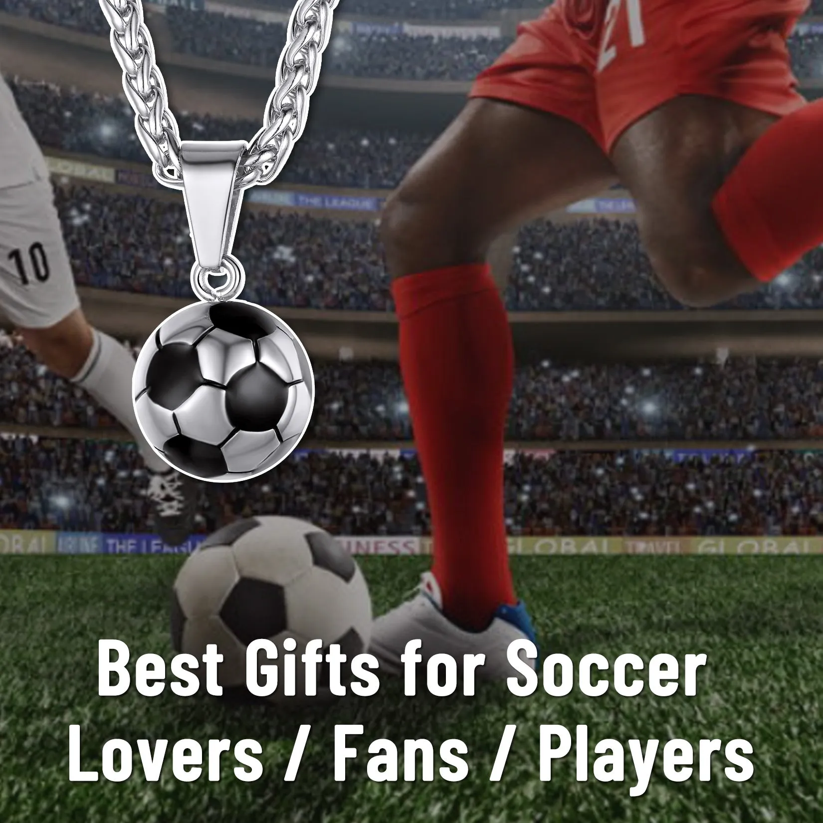 Soccer Football Necklace Lucky Charm for Men Ball Fans