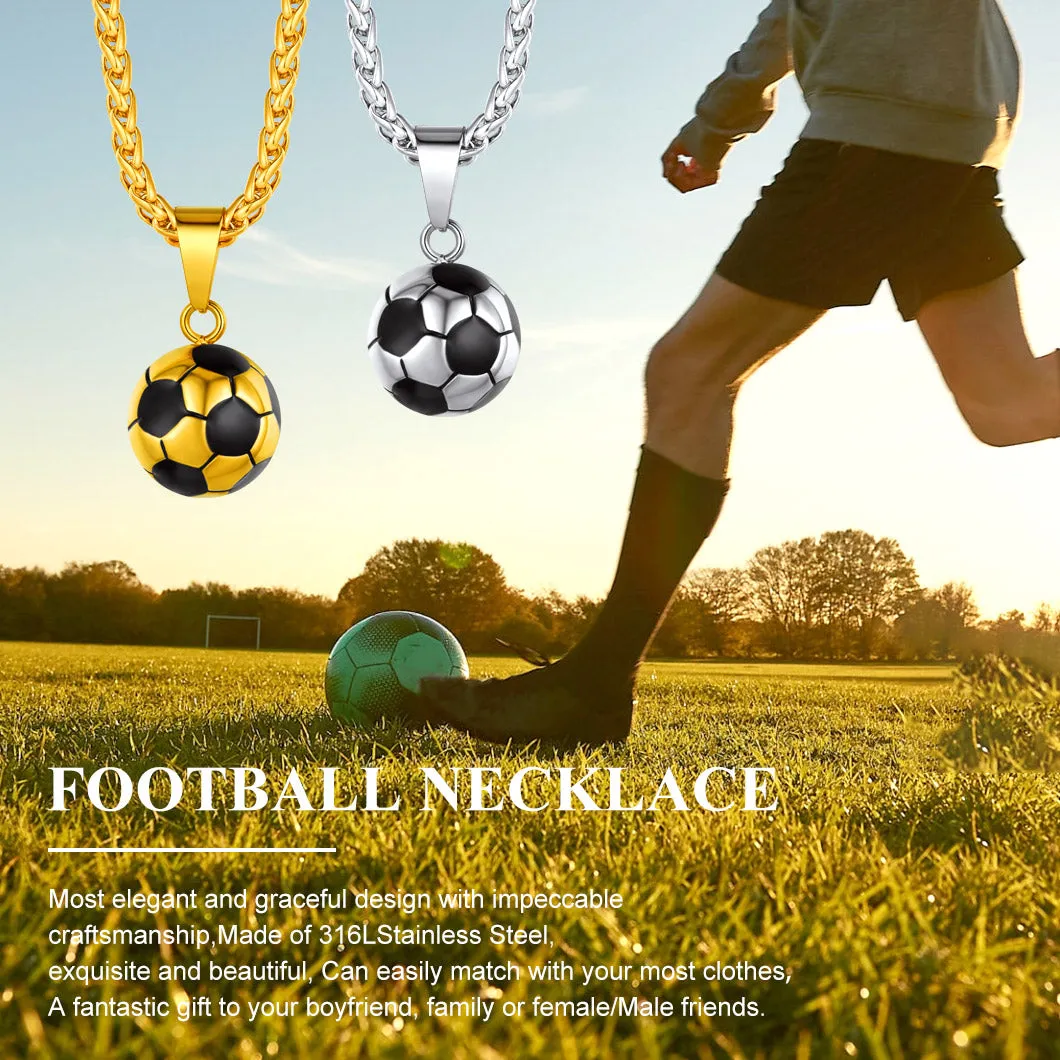 Soccer Football Necklace Lucky Charm for Men Ball Fans