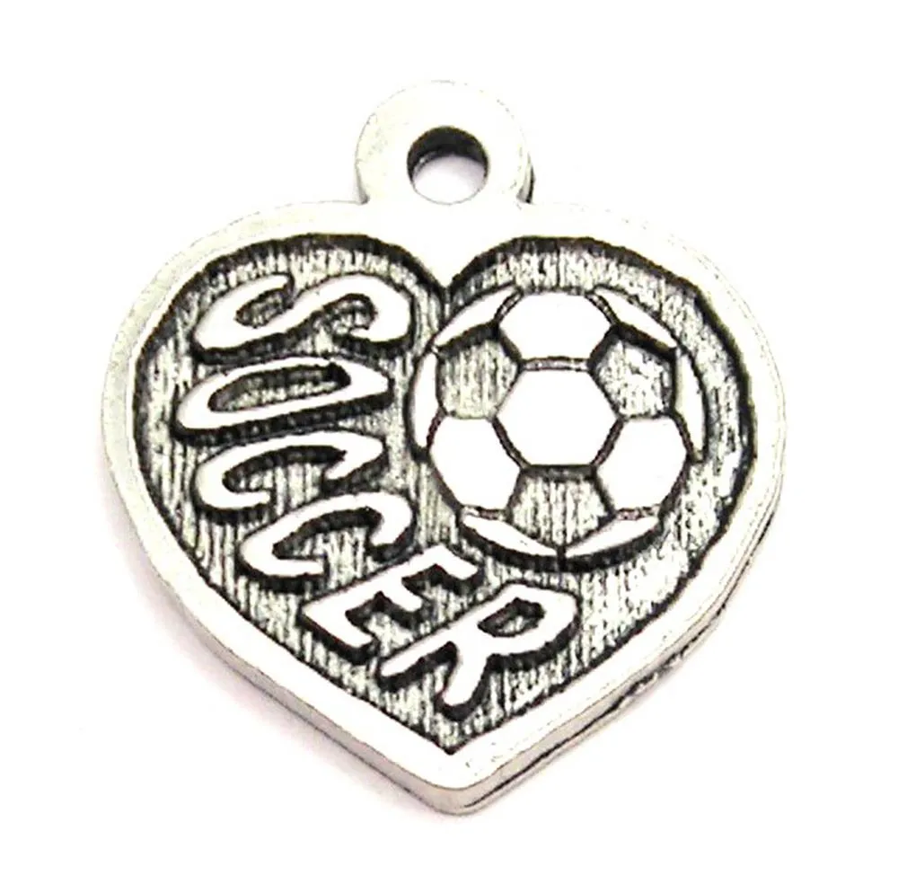 Soccer Heart Genuine American Pewter Charm