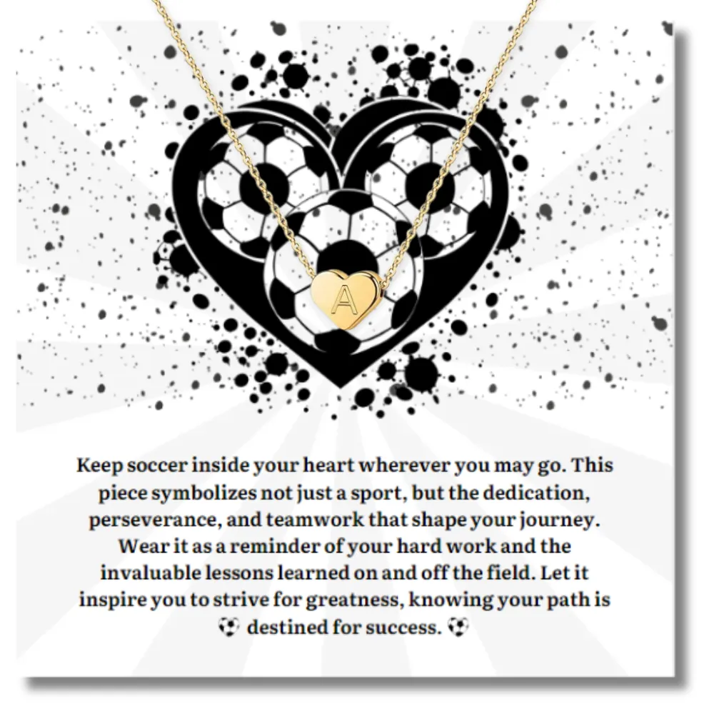 Soccer Heart Initial Necklace