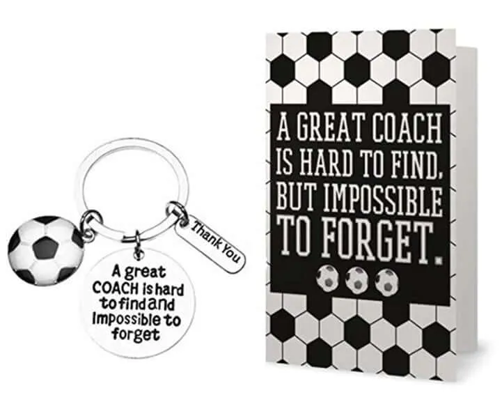 Soccer Keychain - Great Coach is Hard to Find But Impossible to Forget